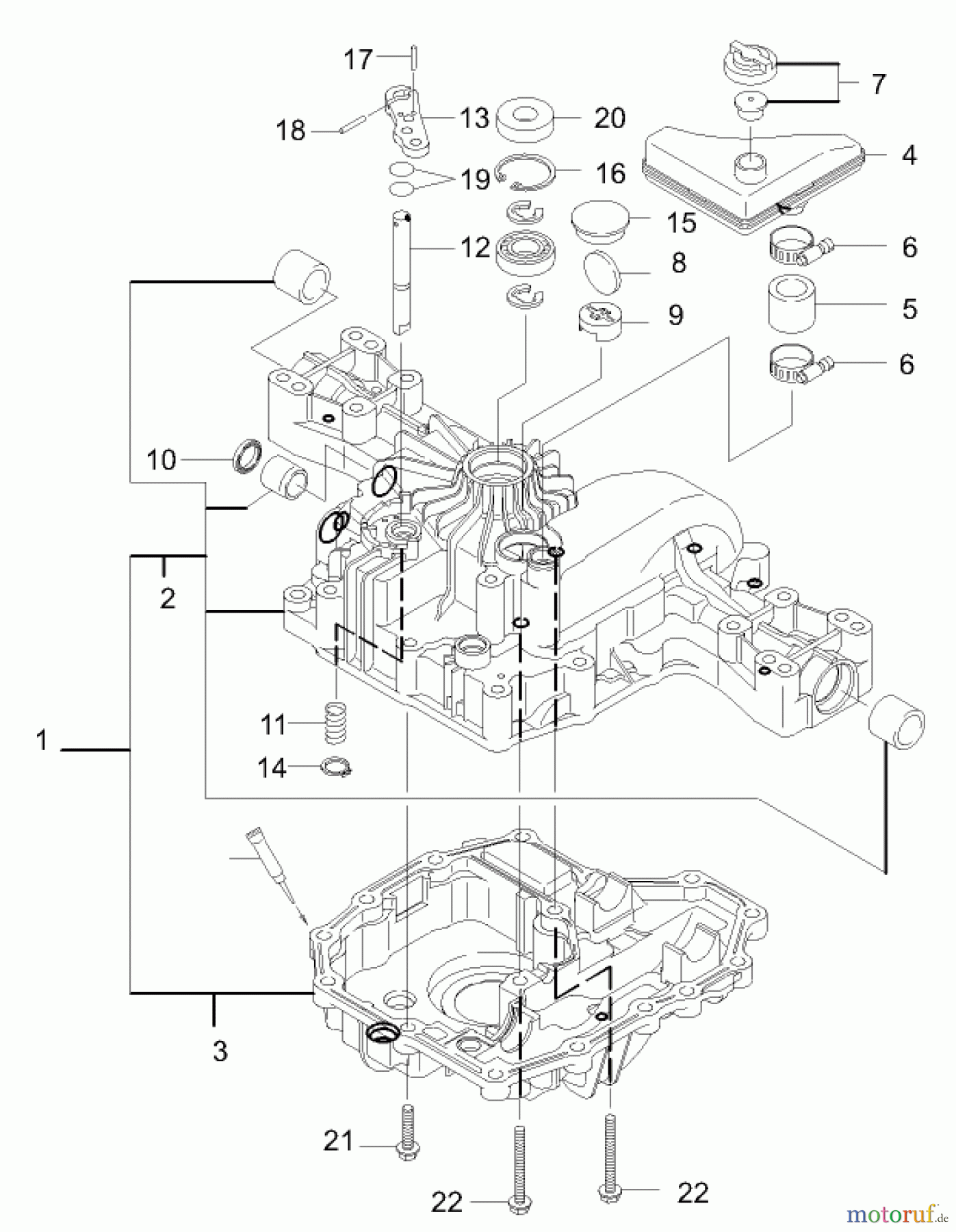 Toro Neu Mowers, Lawn & Garden Tractor Seite 1 74570 (DH 210) - Toro DH 210 Lawn Tractor, 2006 (260000001-260999999) TRANSAXLE CASE ASSEMBLY TRANSMISSION ASSEMBLY NO. 104-2889