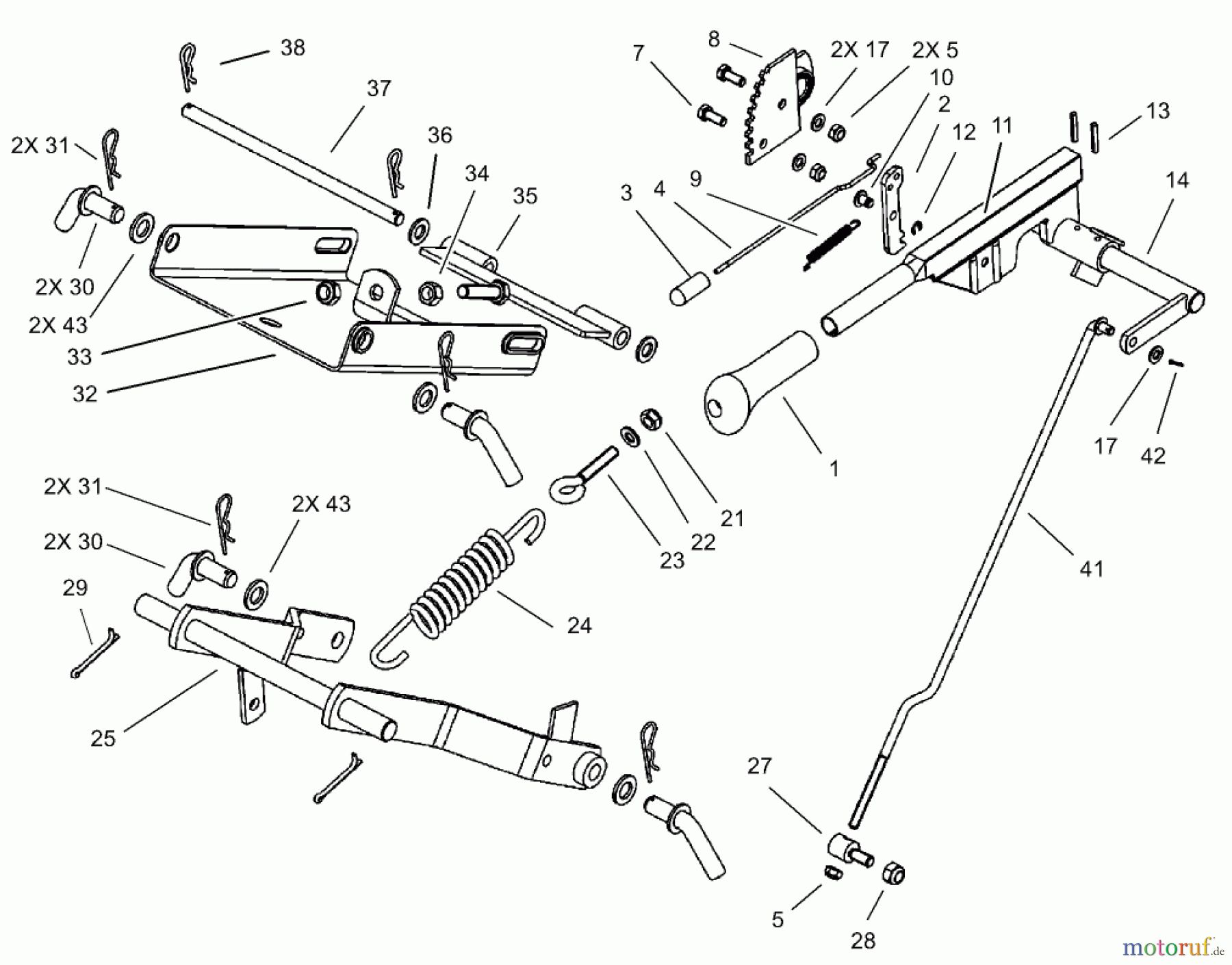 Toro Neu Mowers, Lawn & Garden Tractor Seite 1 74571 (150-DH) - Toro 150-DH Lawn Tractor, 2004 (240000001-240999999) MOWER LIFT ASSEMBLY