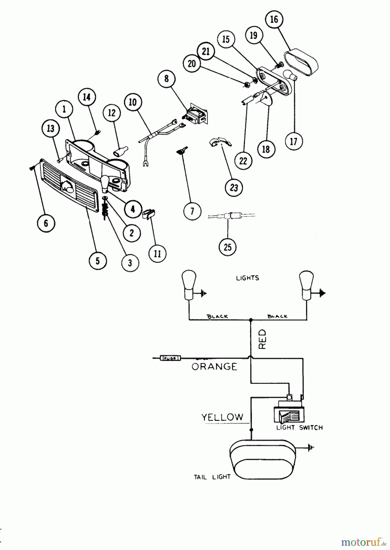 Toro Neu Accessories, Mower 80813 - Toro Head/Tail Light Kit, 1973 PARTS LIST LIGHT PANEL #8-0814