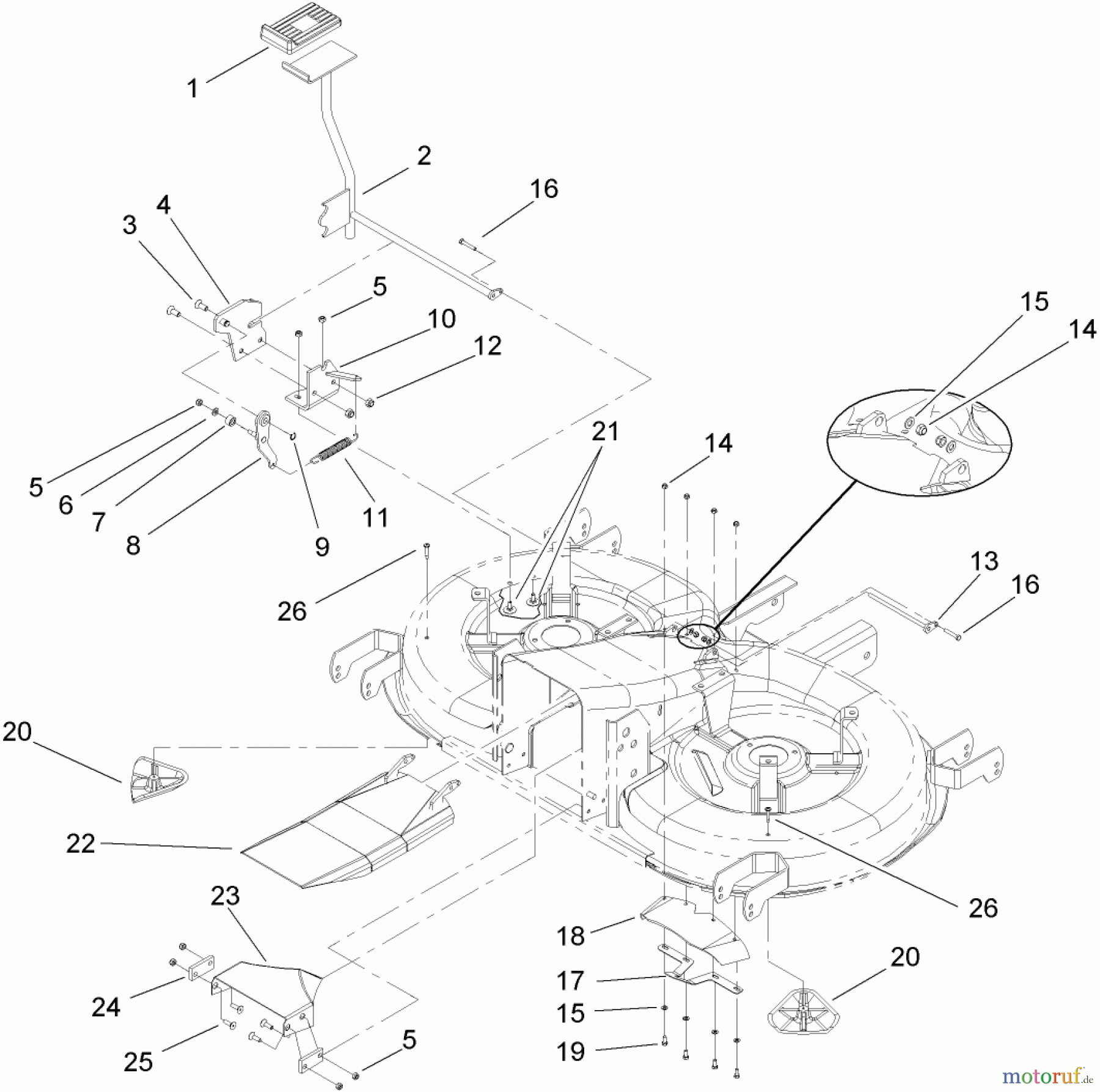 Toro Neu Mowers, Lawn & Garden Tractor Seite 1 74573 (DH 200) - Toro DH 200 Lawn Tractor, 2007 (270000001-270999999) CUTTING PAN AND BAG ON DEMAND ASSEMBLY