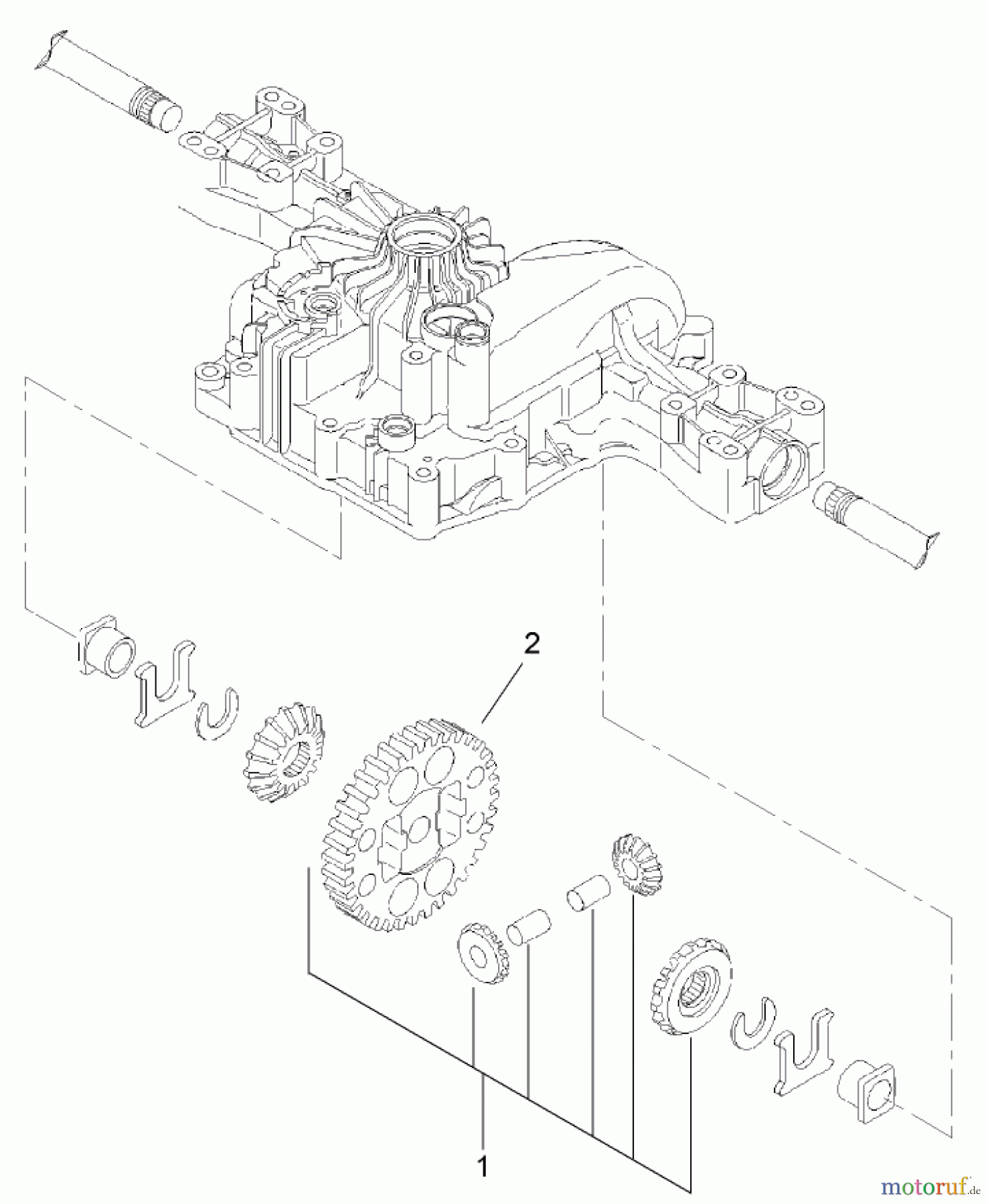 Toro Neu Mowers, Lawn & Garden Tractor Seite 1 74573 (DH 200) - Toro DH 200 Lawn Tractor, 2007 (270000001-270999999) DIFFERENTIAL GEAR ASSEMBLY TRANSMISSION ASSEMBLY NO. 104-2889