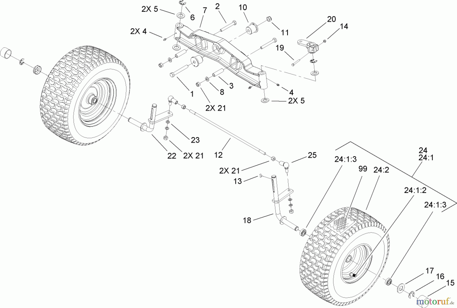 Toro Neu Mowers, Lawn & Garden Tractor Seite 1 74573 (DH 200) - Toro DH 200 Lawn Tractor, 2007 (270000001-270999999) FRONT AXLE ASSEMBLY