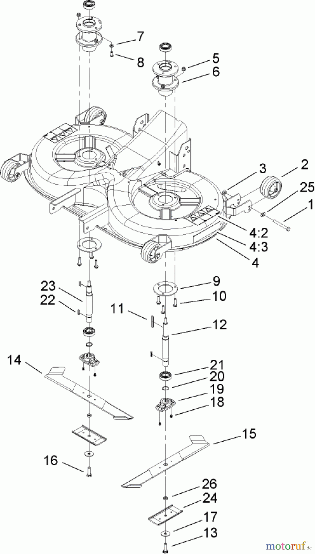 Toro Neu Mowers, Lawn & Garden Tractor Seite 1 74573 (DH 200) - Toro DH 200 Lawn Tractor, 2009 (290000001-290000480) DECK HOUSING ASSEMBLY