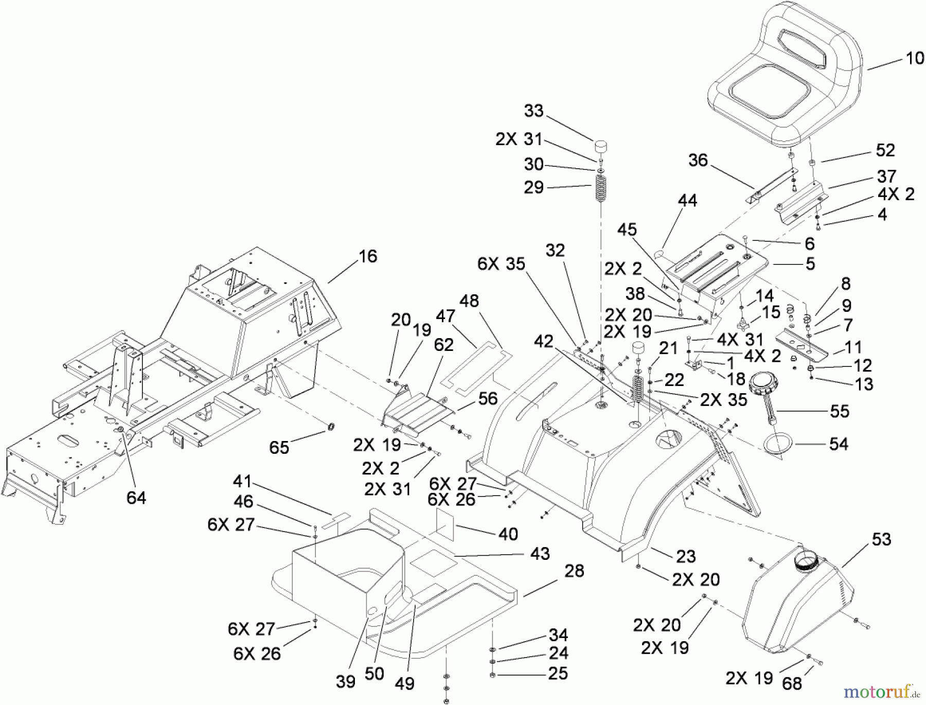 Toro Neu Mowers, Lawn & Garden Tractor Seite 1 74573 (DH 200) - Toro DH 200 Lawn Tractor, 2009 (290000001-290000480) FRAME ASSEMBLY