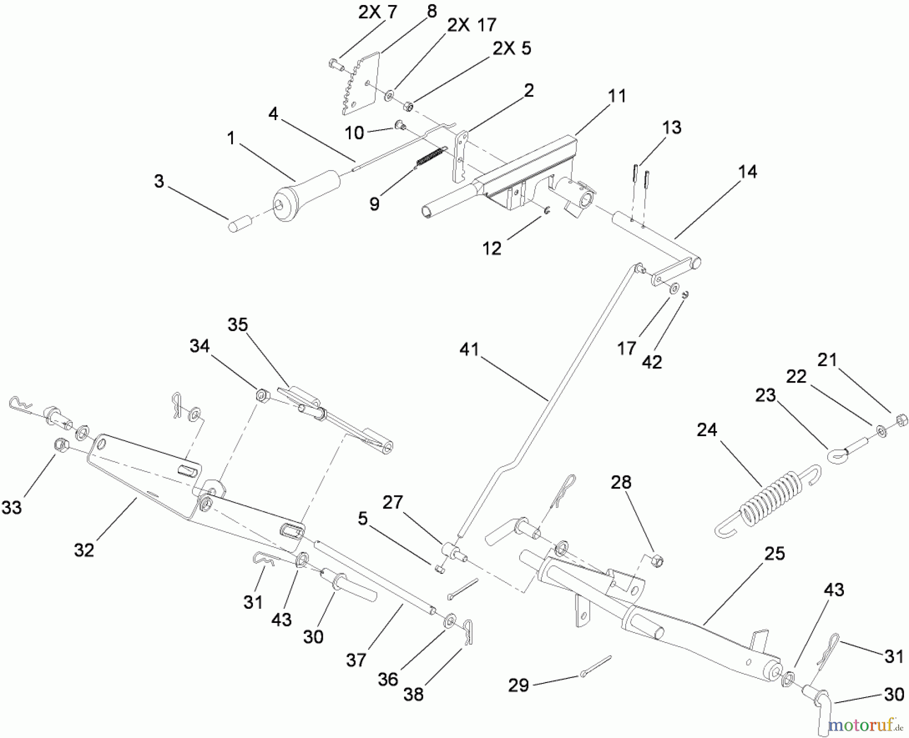  Toro Neu Mowers, Lawn & Garden Tractor Seite 1 74573 (DH 200) - Toro DH 200 Lawn Tractor, 2009 (290000001-290000480) MOWER LIFT ASSEMBLY