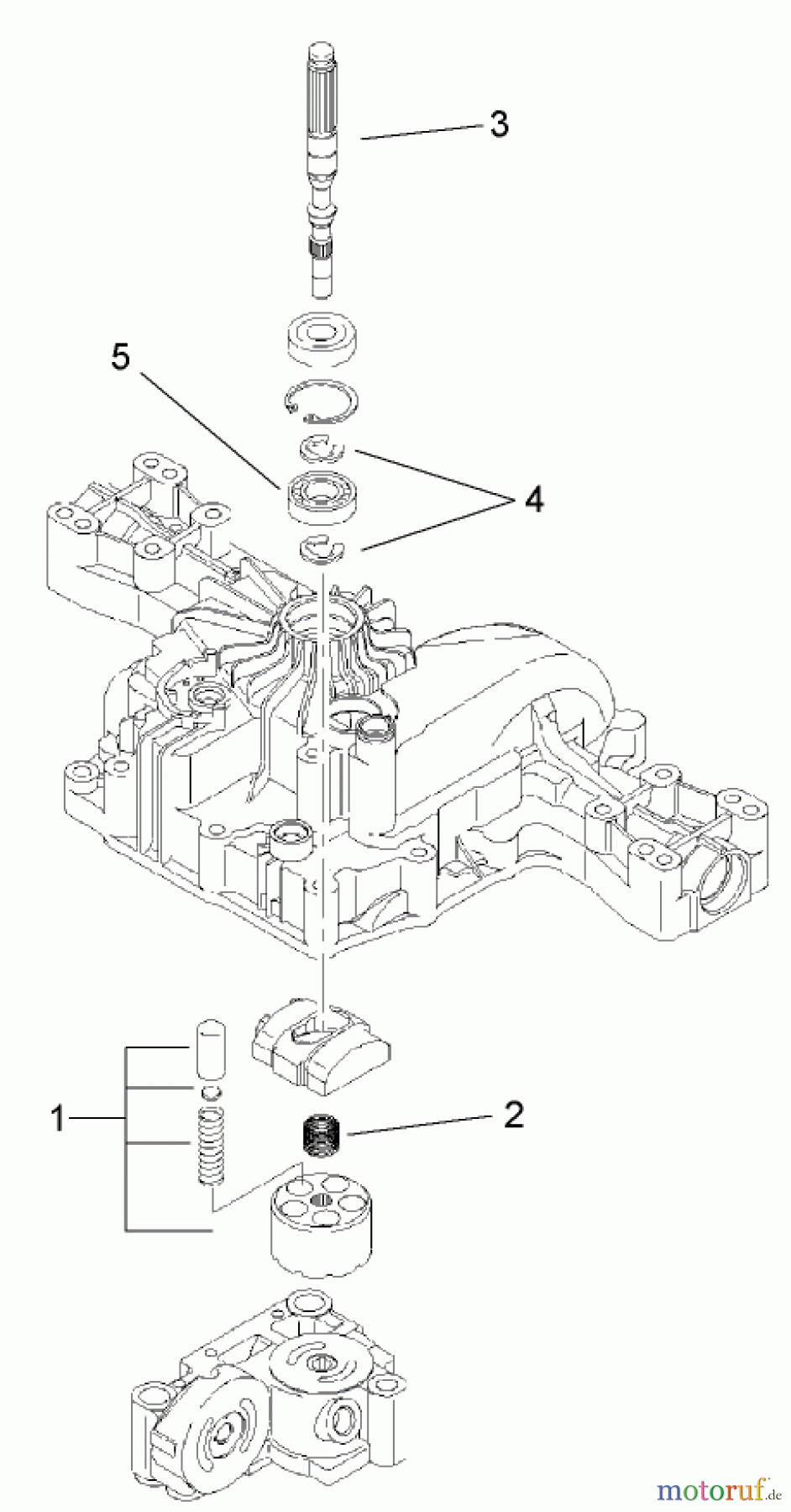 Toro Neu Mowers, Lawn & Garden Tractor Seite 1 74573 (DH 200) - Toro DH 200 Lawn Tractor, 2009 (290000001-290000480) PUMP SHAFT ASSEMBLY TRANSMISSION ASSEMBLY NO. 114-3155