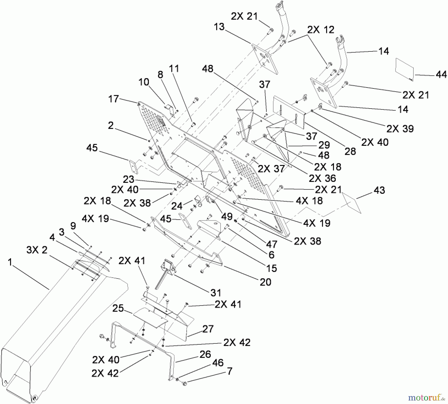 Toro Neu Mowers, Lawn & Garden Tractor Seite 1 74573 (DH 200) - Toro DH 200 Lawn Tractor, 2009 (290000001-290000480) TUNNEL ASSEMBLY