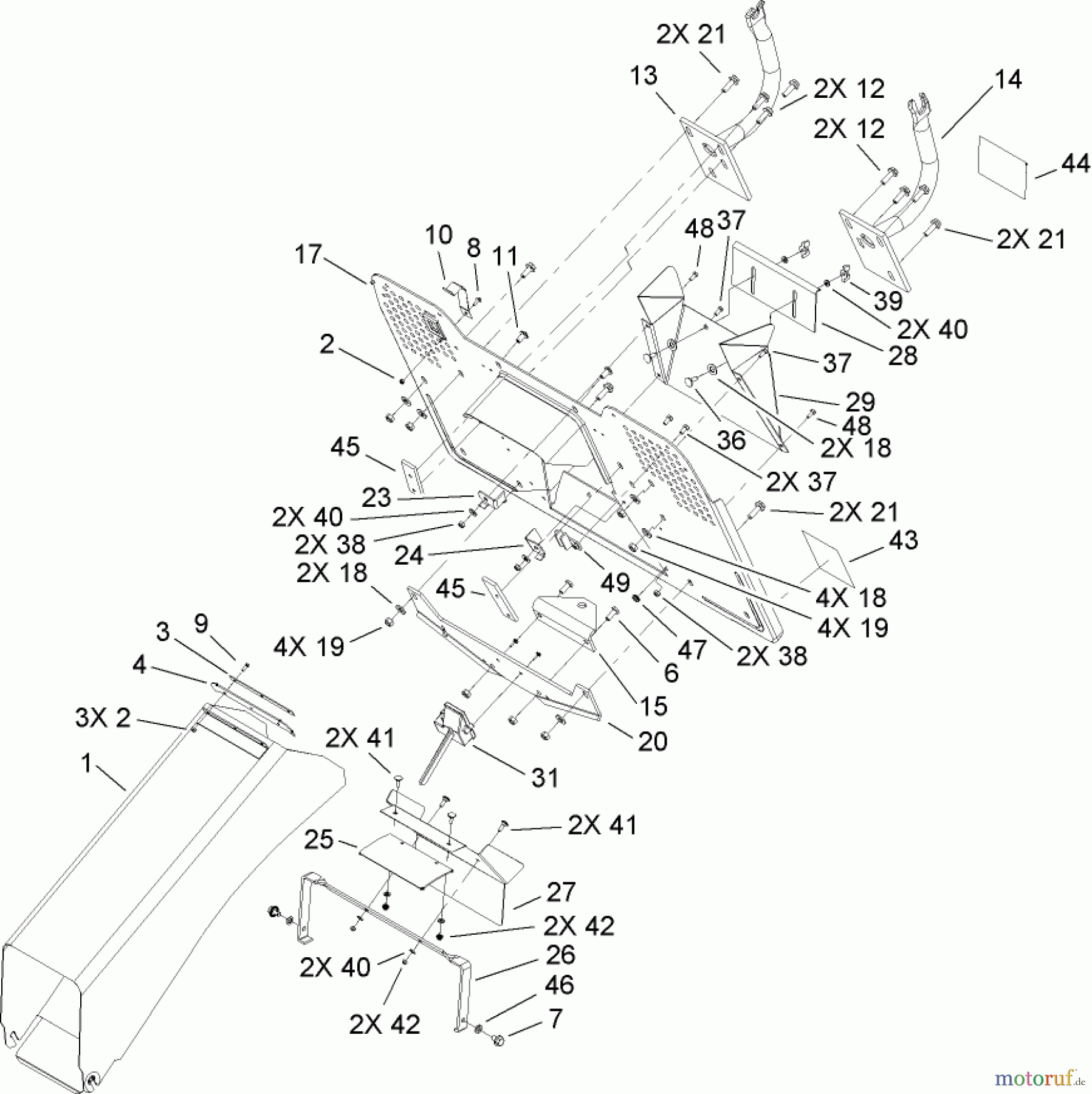 Toro Neu Mowers, Lawn & Garden Tractor Seite 1 74573 (DH 200) - Toro DH 200 Lawn Tractor, 2009 (290000481-290999999) TUNNEL ASSEMBLY