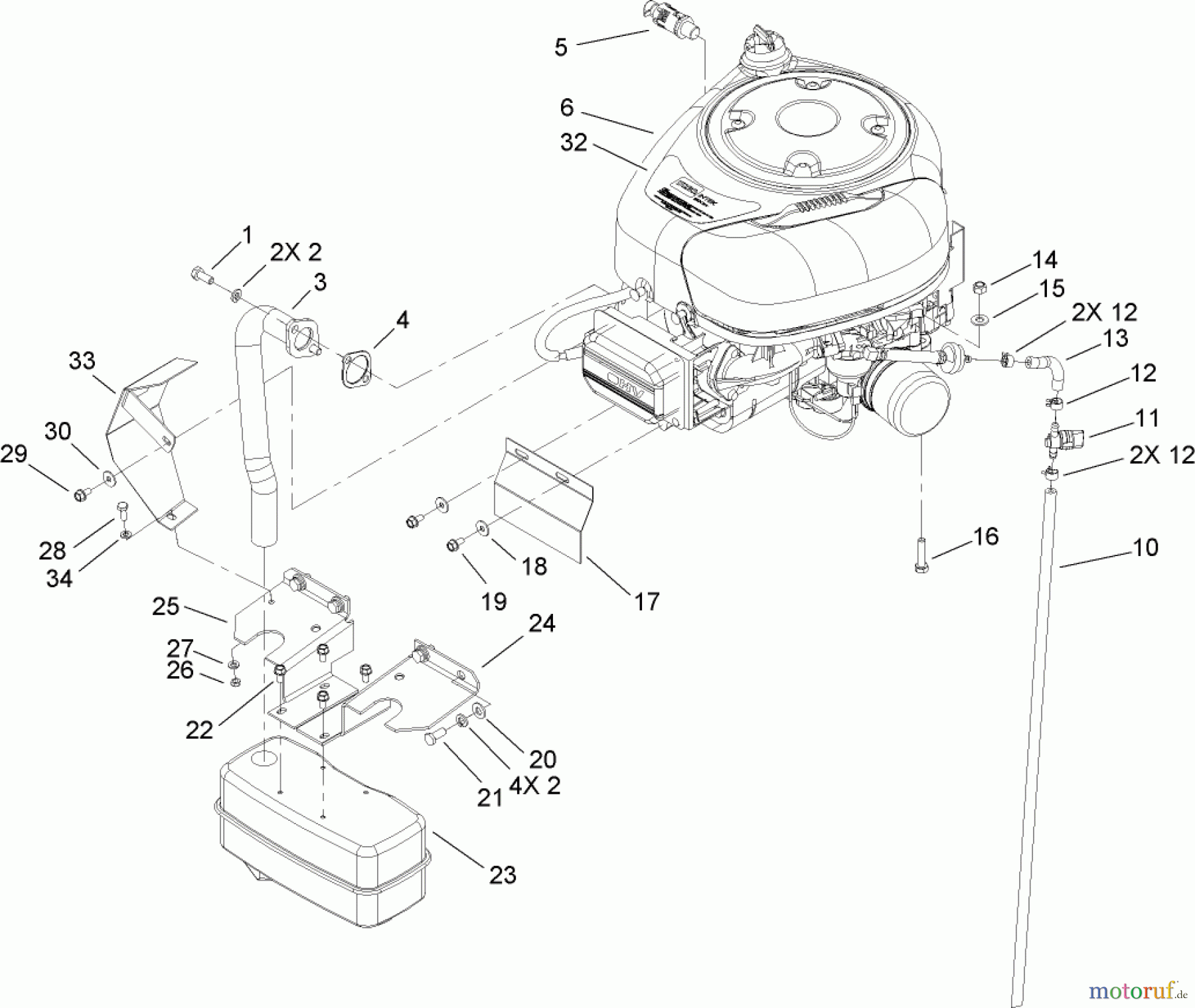 Toro Neu Mowers, Lawn & Garden Tractor Seite 1 74582 (DH 210) - Toro DH 210 Lawn Tractor, 2007 (270000001-270999999) ENGINE ASSEMBLY