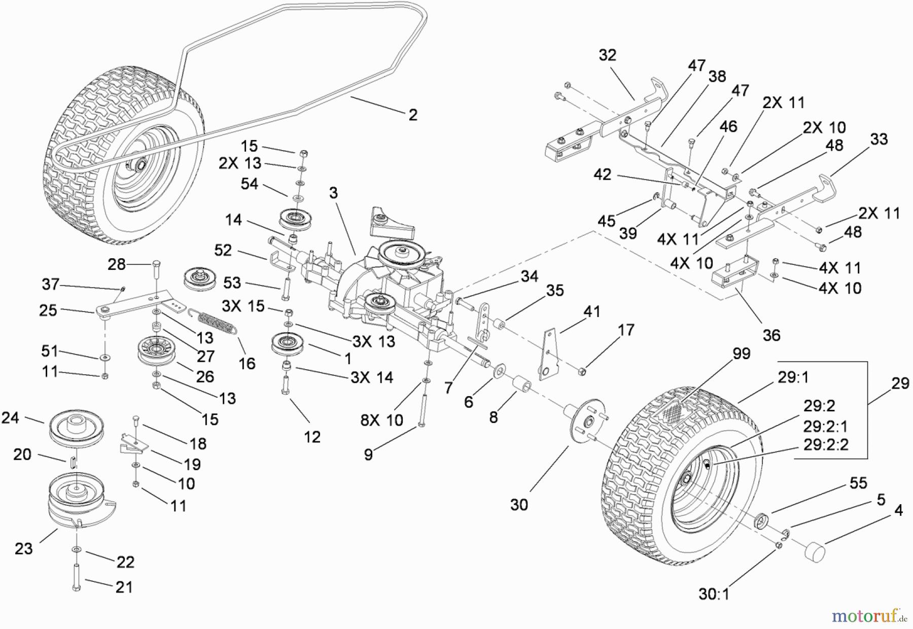 Toro Neu Mowers, Lawn & Garden Tractor Seite 1 74582 (DH 210) - Toro DH 210 Lawn Tractor, 2010 (310000001-310999999) TRANSMISSION DRIVE ASSEMBLY