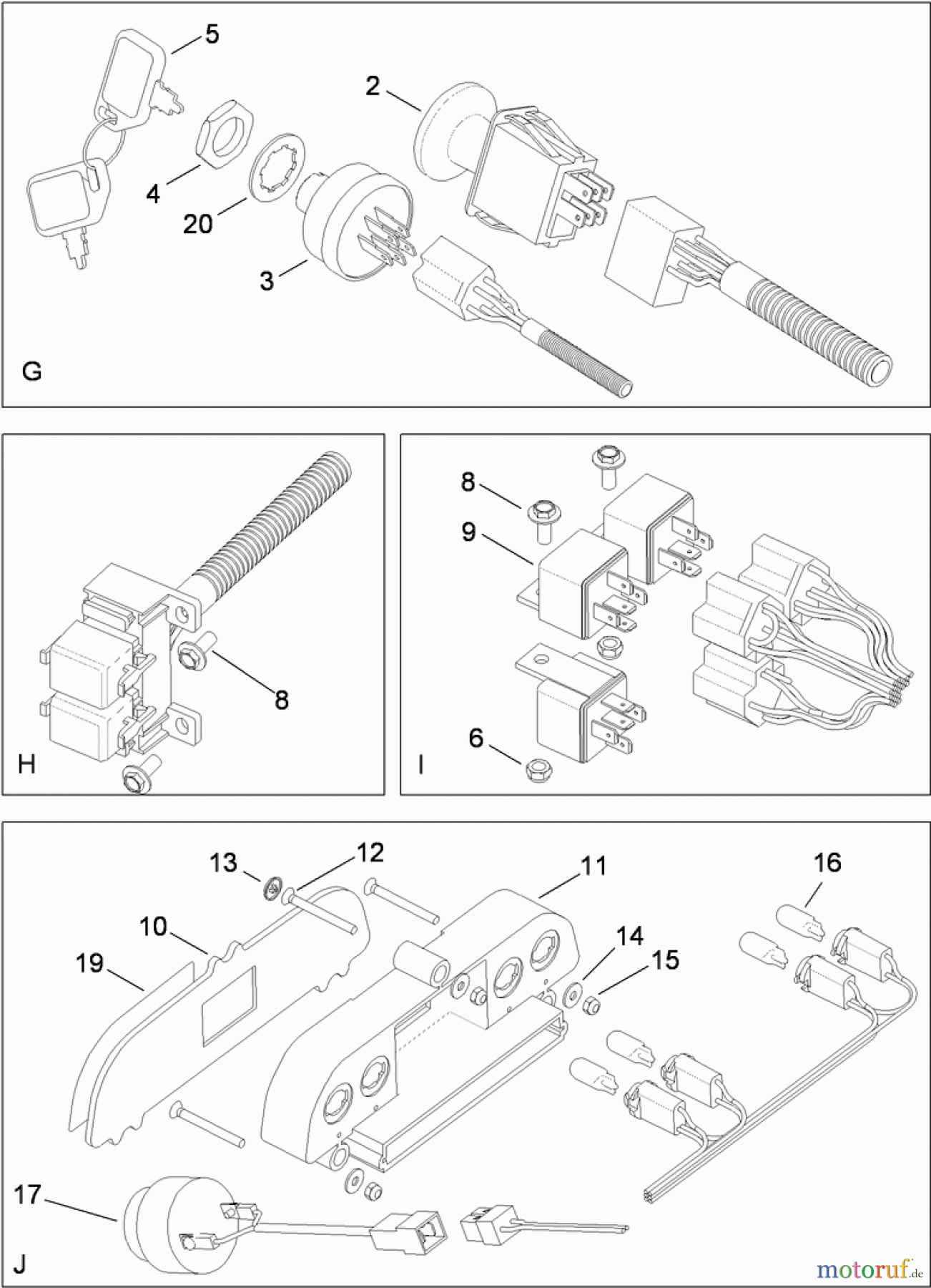 Toro Neu Mowers, Lawn & Garden Tractor Seite 1 74582 (DH 210) - Toro DH 210 Lawn Tractor, 2011 (311000001-311999999) ELECTRICAL SWITCH NO. 2 ASSEMBLY
