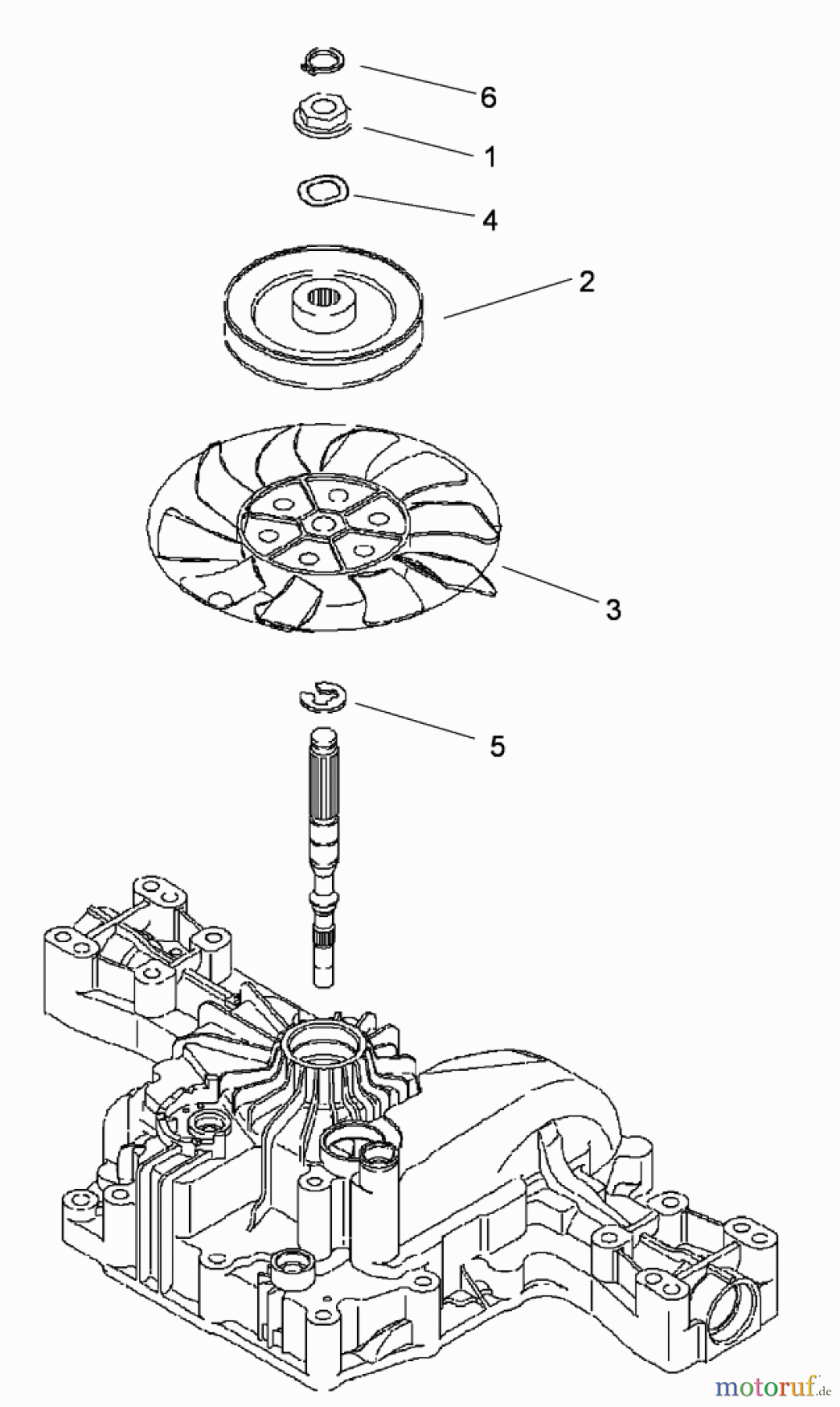 Toro Neu Mowers, Lawn & Garden Tractor Seite 1 74585 (DH 210) - Toro DH 210 Lawn Tractor, 2012 (SN 312000001-312999999) FAN PULLEY ASSEMBLY TRANSMISSION ASSEMBLY NO. 114-3155
