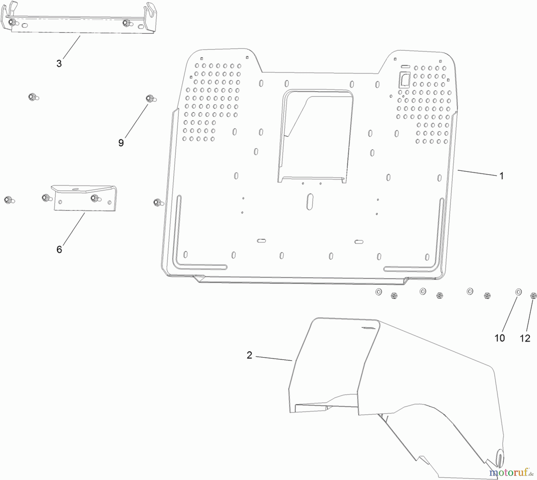 Toro Neu Mowers, Lawn & Garden Tractor Seite 1 74585 (DH 210) - Toro DH 210 Lawn Tractor, 2012 (SN 312000001-312999999) TUNNEL AND COLLECTOR PLATE ASSEMBLY
