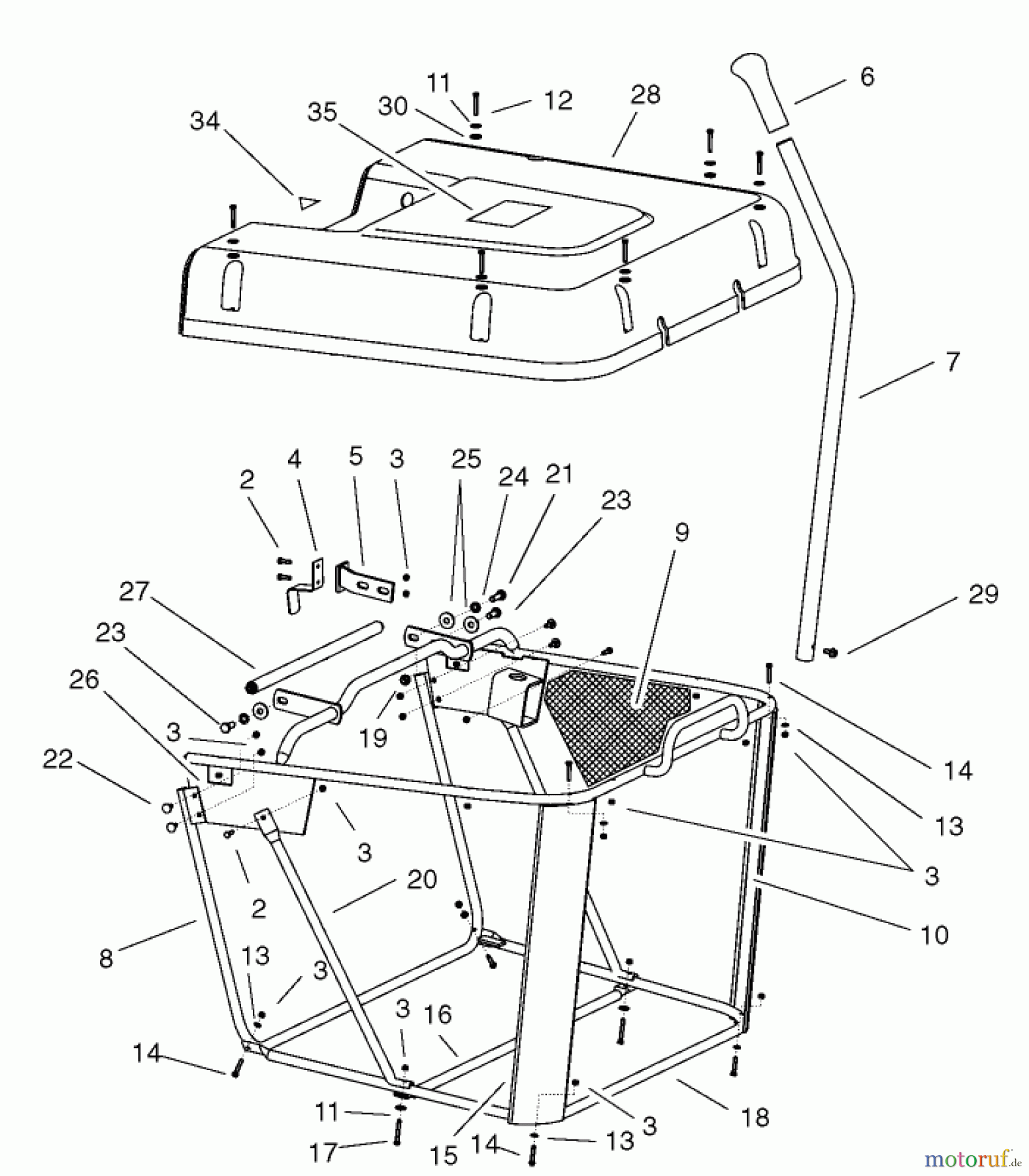 Toro Neu Mowers, Lawn & Garden Tractor Seite 1 74590 (190-DH) - Toro 190-DH Lawn Tractor, 2002 (220000001-220999999) GRASS COLLECTOR ASSEMBLY