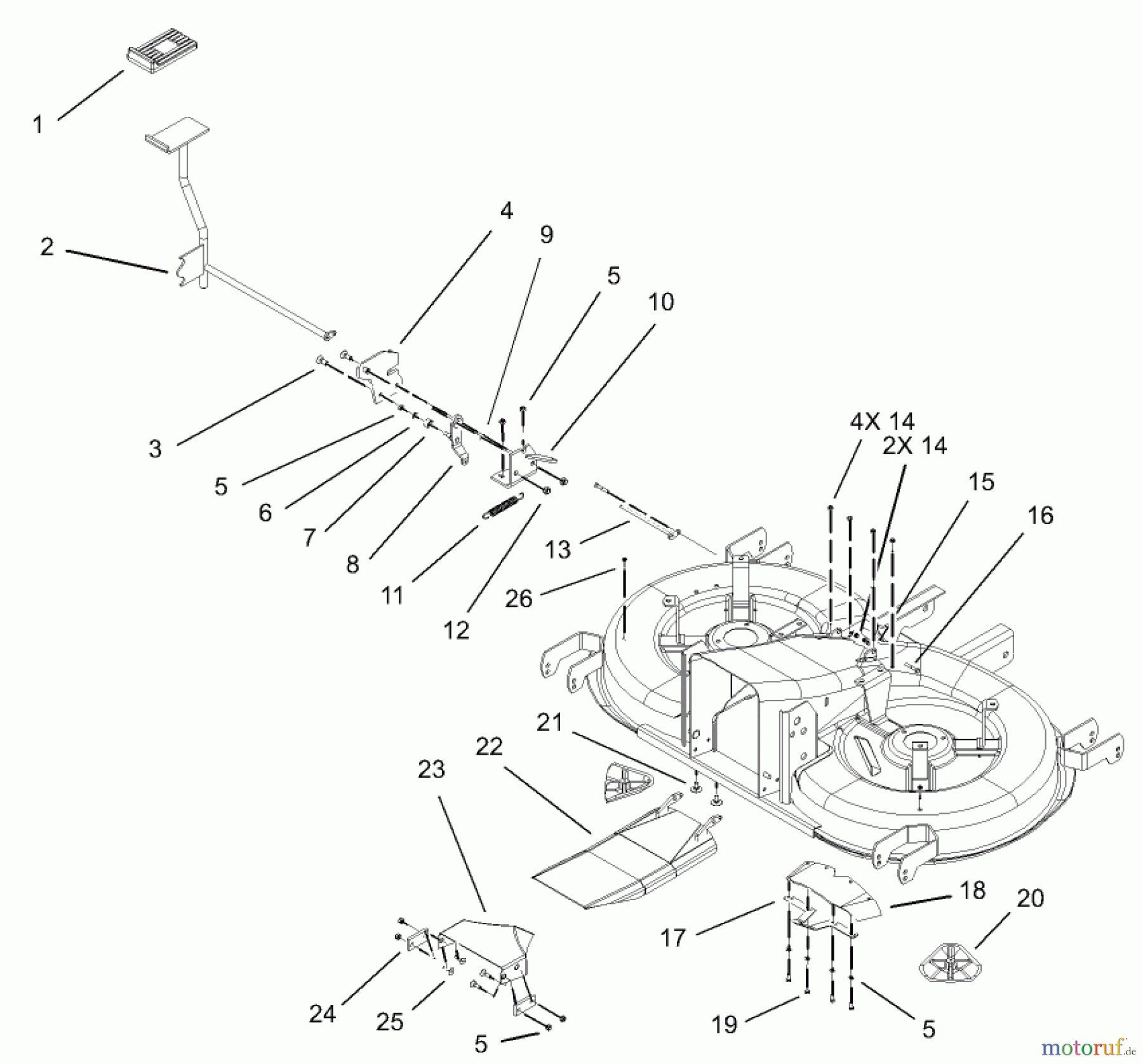 Toro Neu Mowers, Lawn & Garden Tractor Seite 1 74590 (190-DH) - Toro 190-DH Lawn Tractor, 2003 (230000001-230999999) CUTTING PAN-BAG ON DEMAND ASSEMBLY