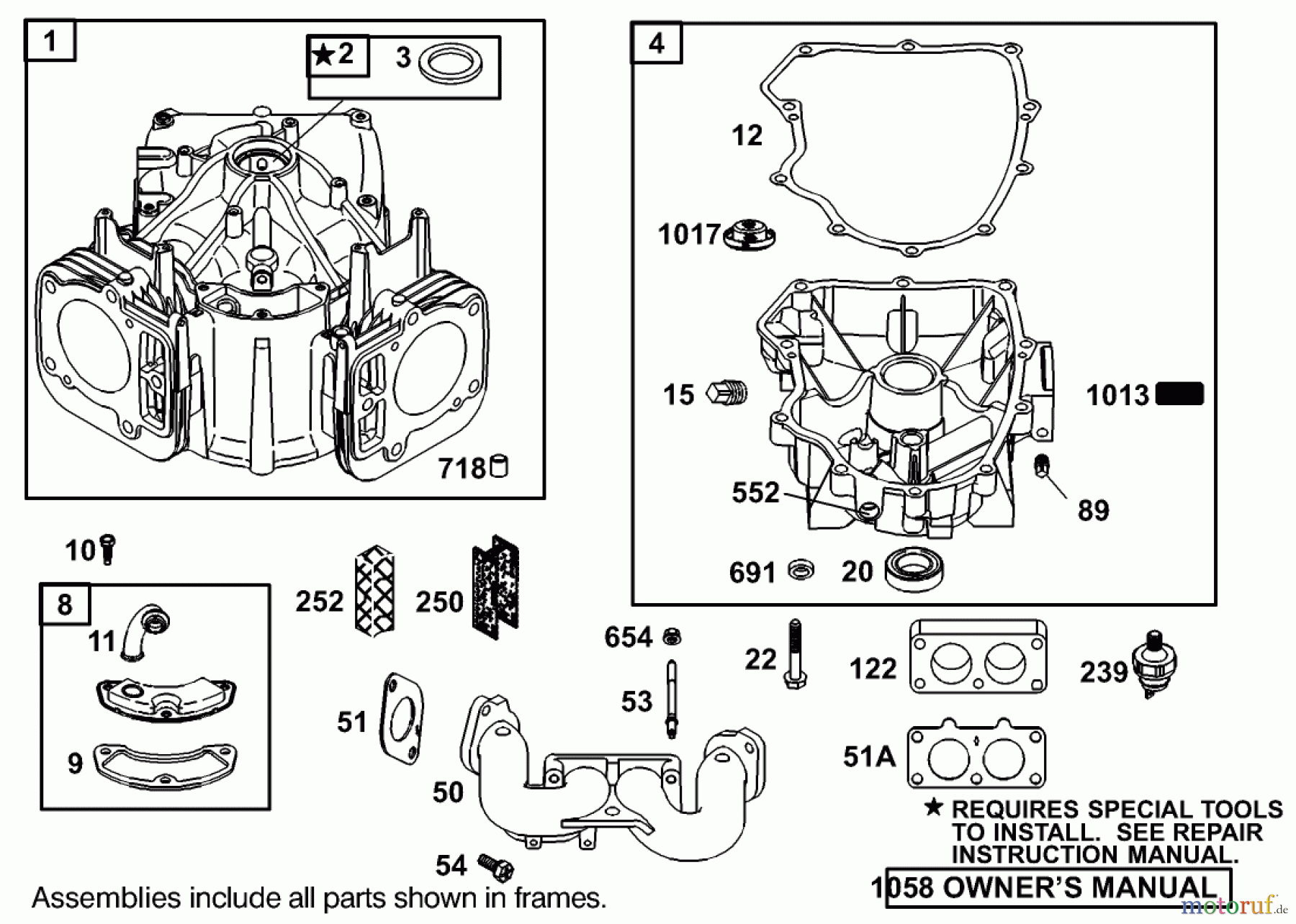 Toro Neu Mowers, Lawn & Garden Tractor Seite 1 74590 (190-DH) - Toro 190-DH Lawn Tractor, 2003 (230000001-230999999) CYLINDER ASSEMBLY BRIGGS AND STRATTON 406777-0157-E1