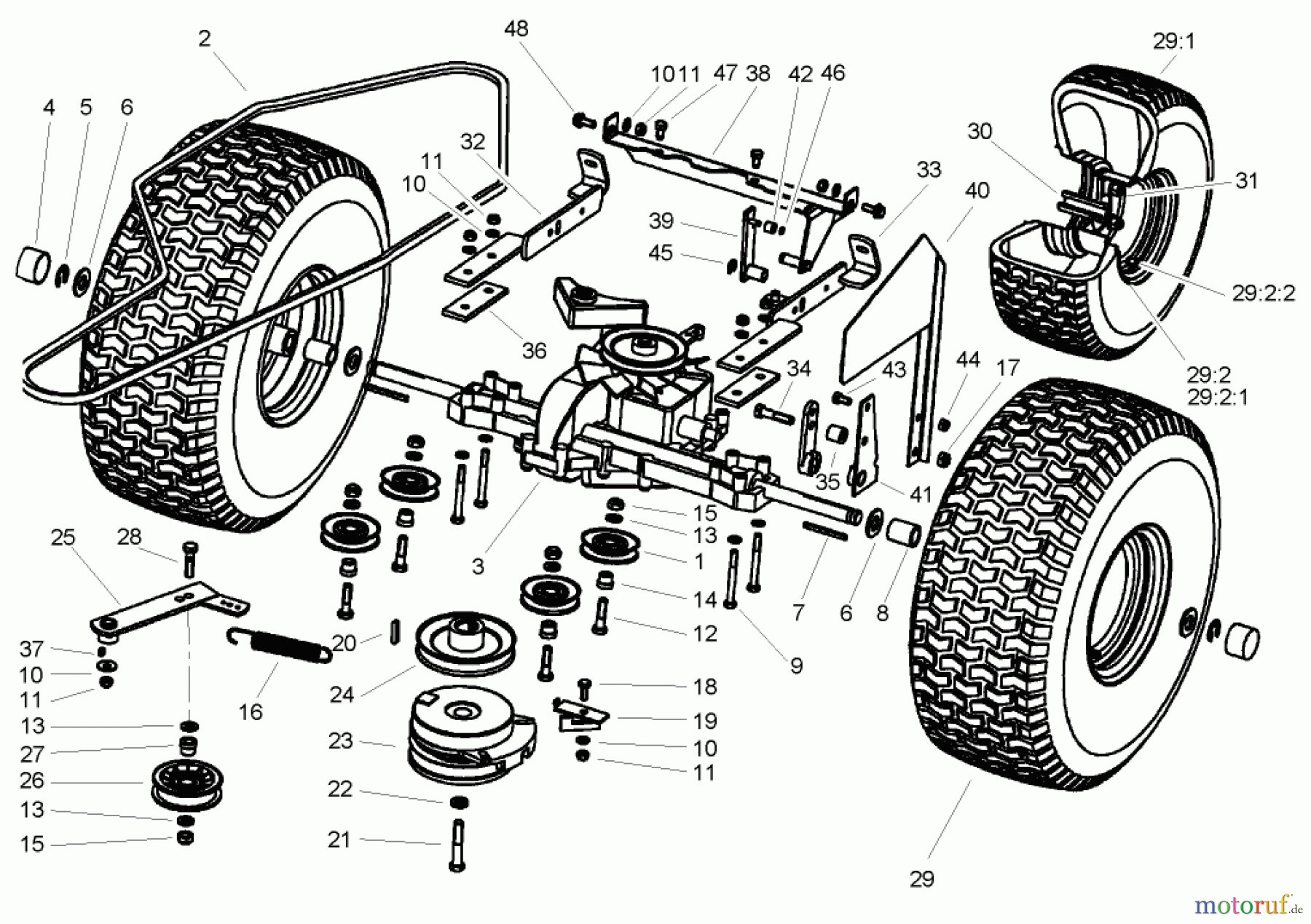 Toro Neu Mowers, Lawn & Garden Tractor Seite 1 74590 (190-DH) - Toro 190-DH Lawn Tractor, 2004 (240000001-240999999) TRANSMISSION DRIVE ASSEMBLY