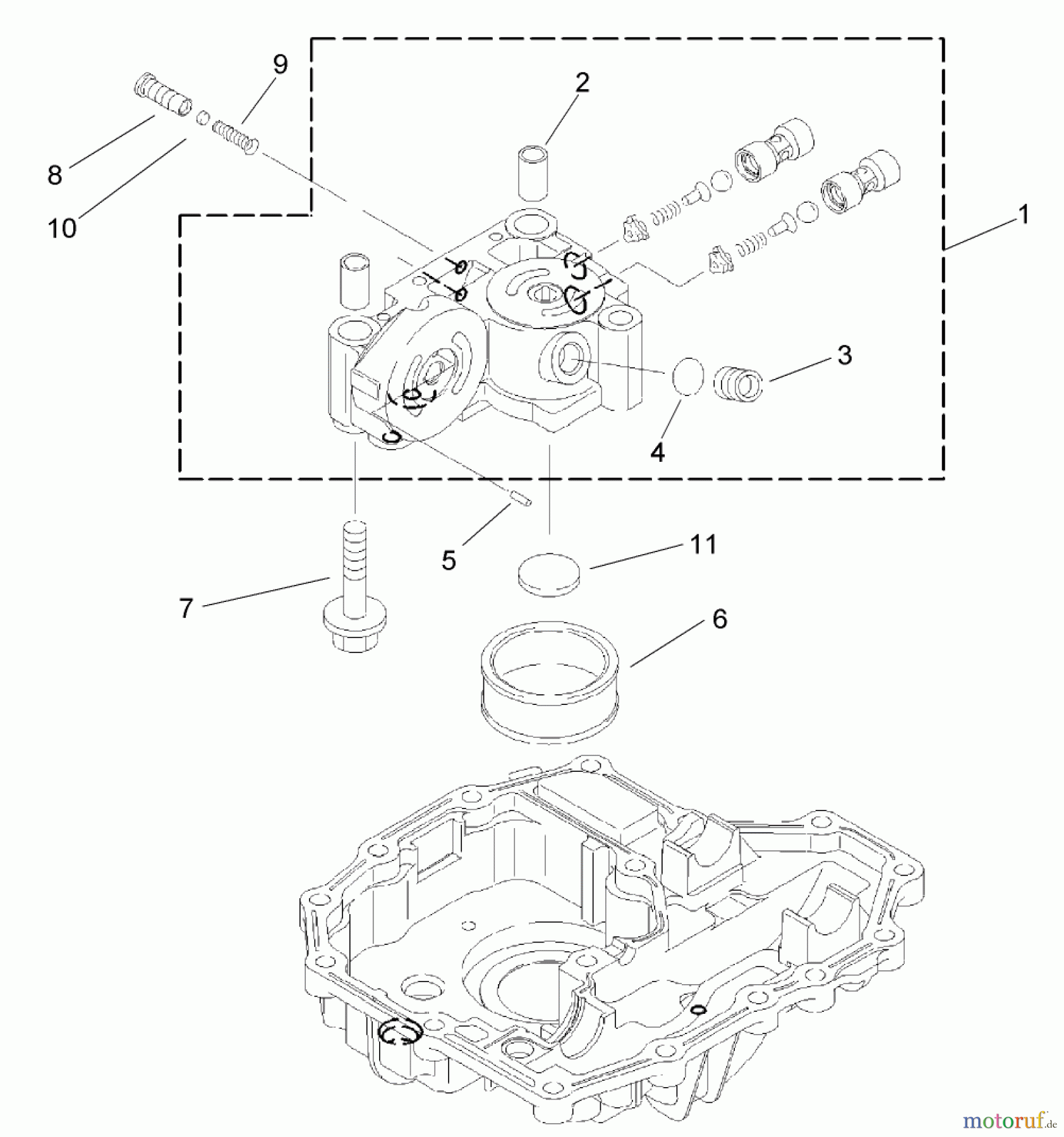 Toro Neu Mowers, Lawn & Garden Tractor Seite 1 74590 (DH 220) - Toro DH 220 Lawn Tractor, 2005 (250000001-250999999) CENTER CASE ASSEMBLY TRANSMISSION ASSEMBLY NO. 104-2889