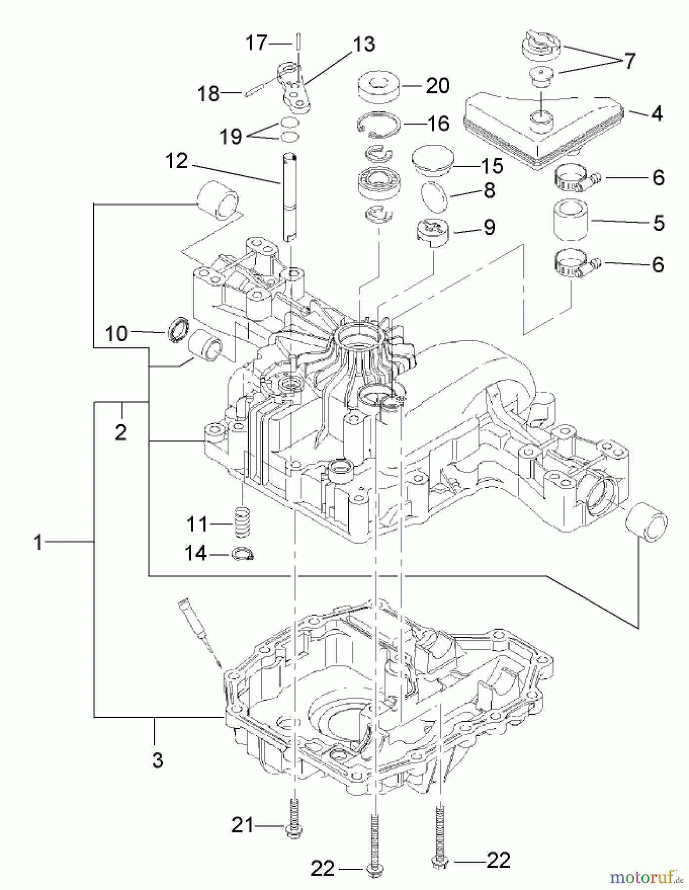 Toro Neu Mowers, Lawn & Garden Tractor Seite 1 74592 (DH 220) - Toro DH 220 Lawn Tractor, 2008 (280000001-280000528) TRANSAXLE CASE ASSEMBLY TRANSMISSION ASSEMBLY NO. 114-3155