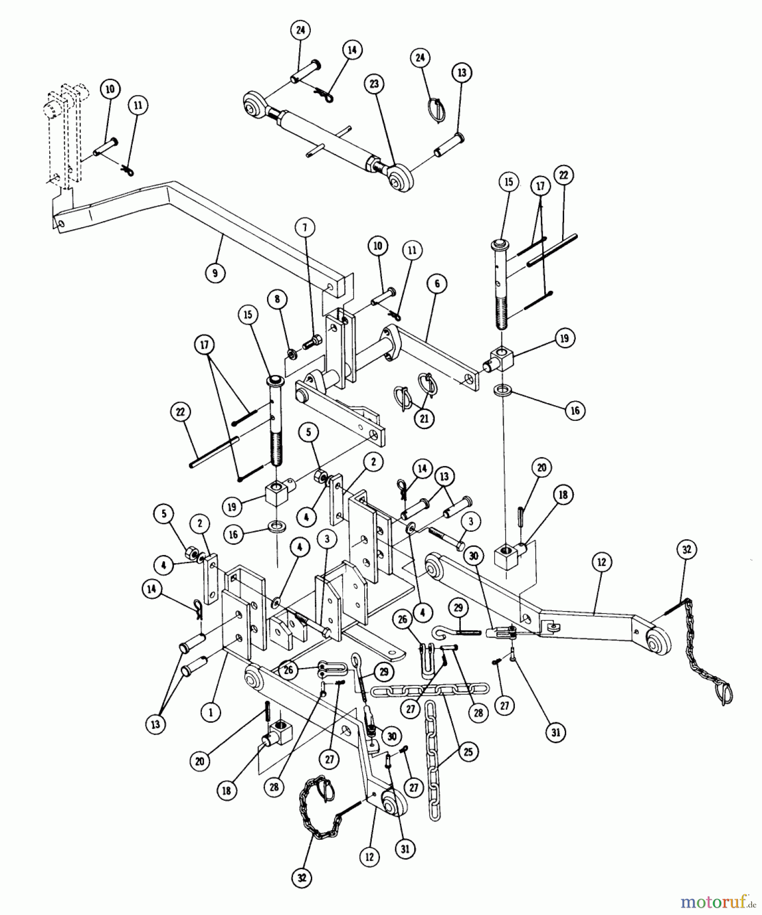 Toro Neu Accessories, Mower 85412 - Toro 3-Point Hitch, 1972 PARTS LIST FOR 3-POINT HITCH MODEL 8-5412