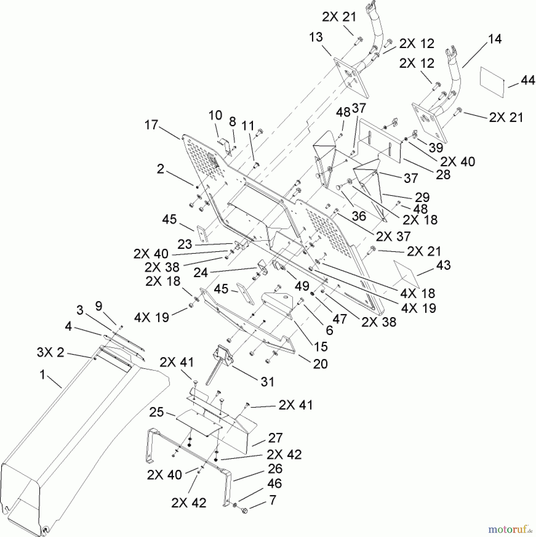 Toro Neu Mowers, Lawn & Garden Tractor Seite 1 74592 (DH 220) - Toro DH 220 Lawn Tractor, 2009 (290000001-290999999) TUNNEL ASSEMBLY