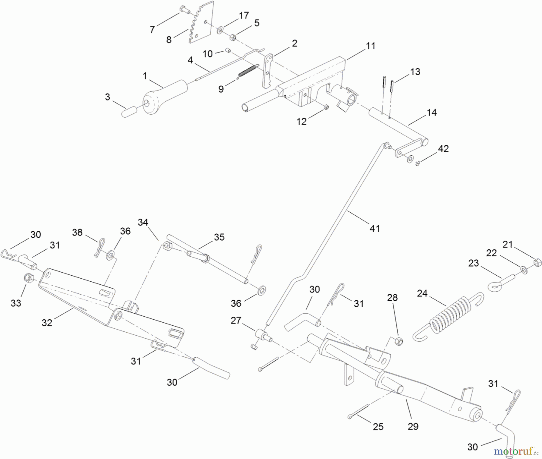 Toro Neu Mowers, Lawn & Garden Tractor Seite 1 74593 (DH 220) - Toro DH 220 Lawn Tractor, 2011 (311000401-311999999) MOWER LIFT ASSEMBLY