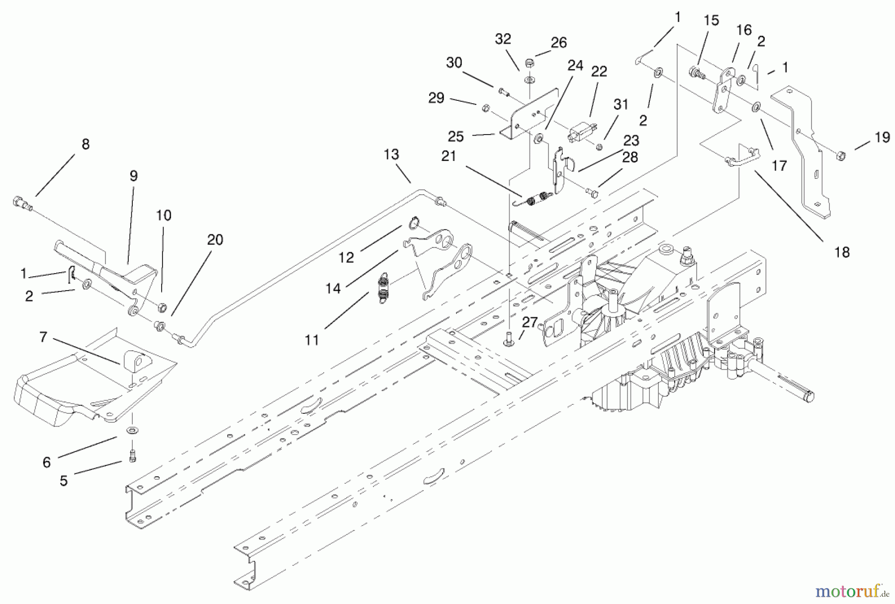 Toro Neu Mowers, Lawn & Garden Tractor Seite 1 77106 (17-44H) - Toro 17-44H Lawn Tractor, 2000 (200000001-200999999) HYDRO TRANSAXLE CONTROLS ASSEMBLY
