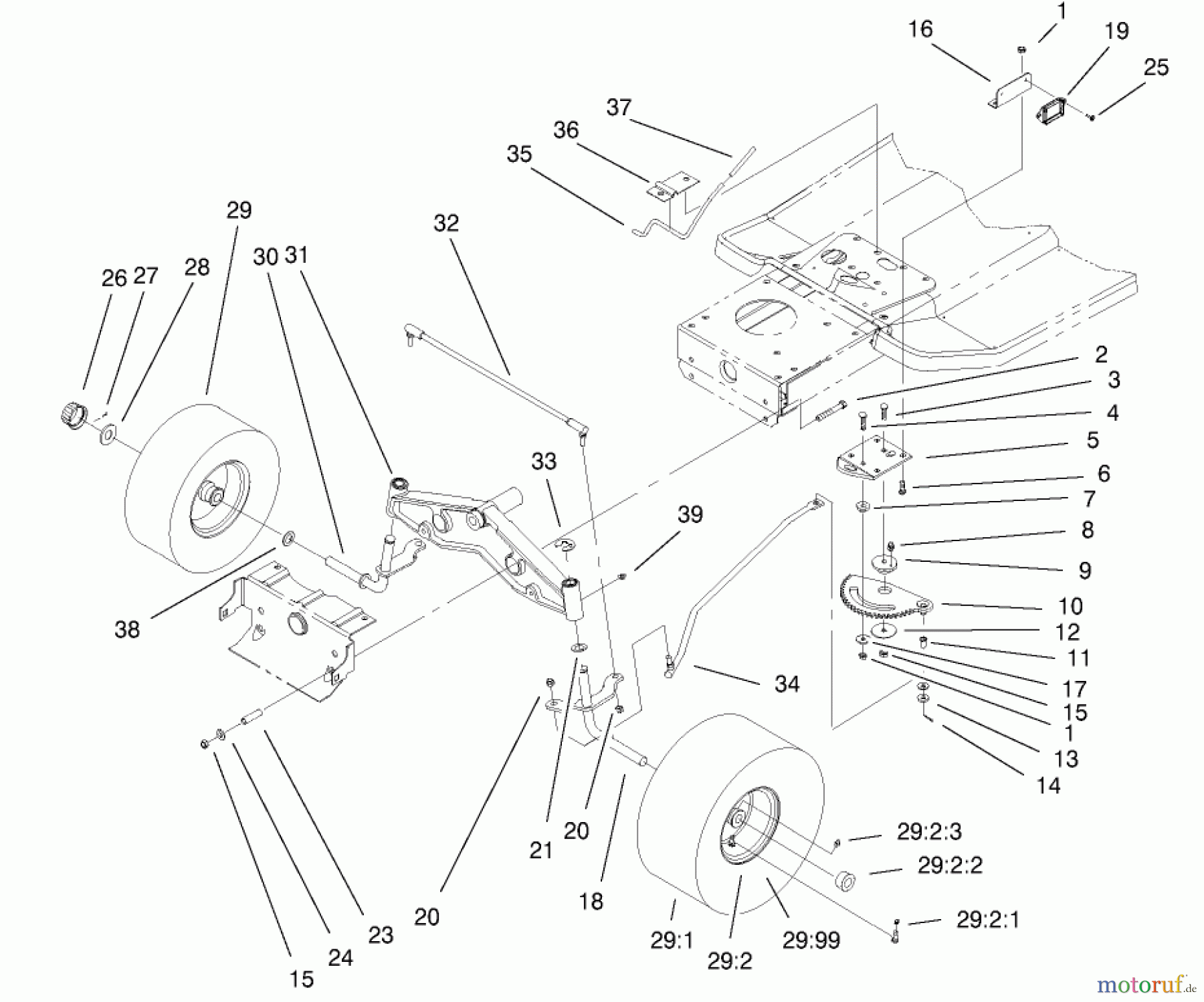Toro Neu Mowers, Lawn & Garden Tractor Seite 1 77106 (17-44H) - Toro 17-44H Lawn Tractor, 2000 (200000001-200999999) STEERING COMPONENTS ASSEMBLY