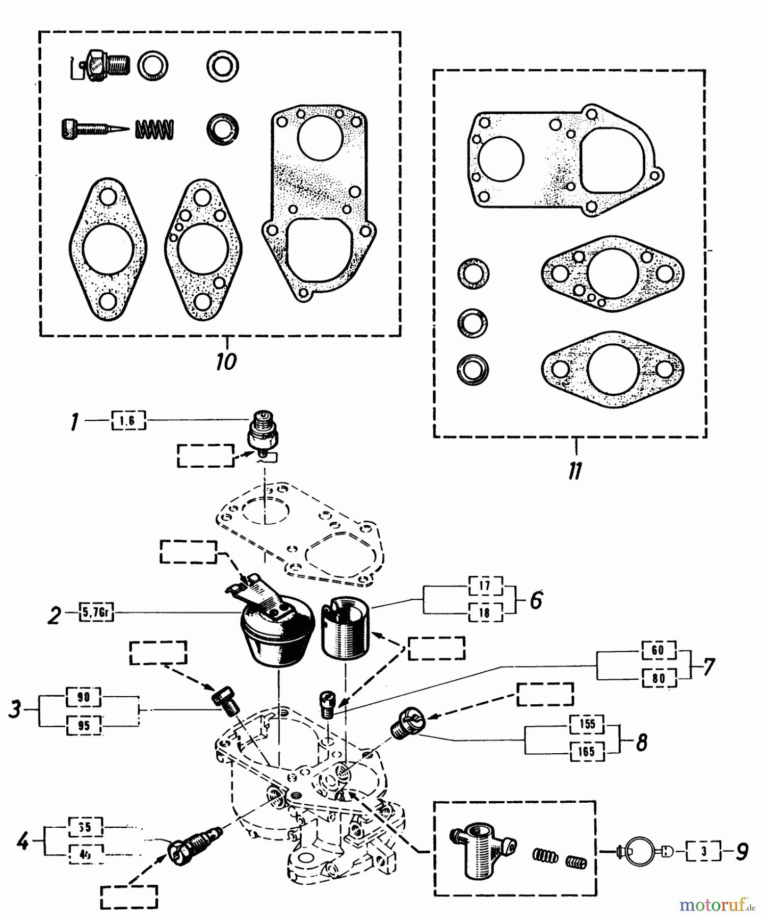 Toro Neu Mowers, Lawn & Garden Tractor Seite 2 91-20RG01 (D-250) - Toro D-250 10-Speed Tractor, 1980 CARBURETOR-SPARE PARTS