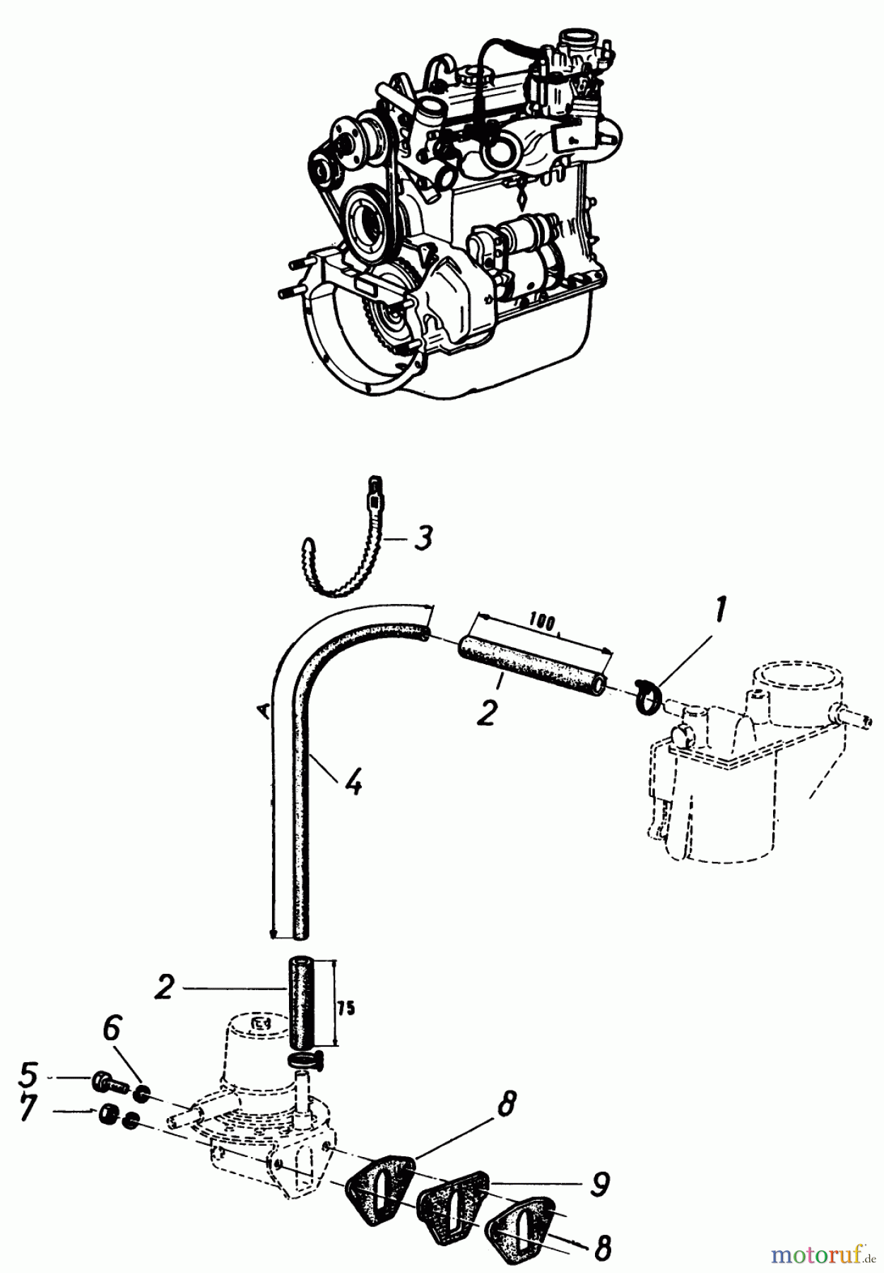 Toro Neu Mowers, Lawn & Garden Tractor Seite 2 91-20RG01 (D-250) - Toro D-250 10-Speed Tractor, 1980 ENGINE FUEL LINES AND FUEL PUMP MOUNTING HARDWARE
