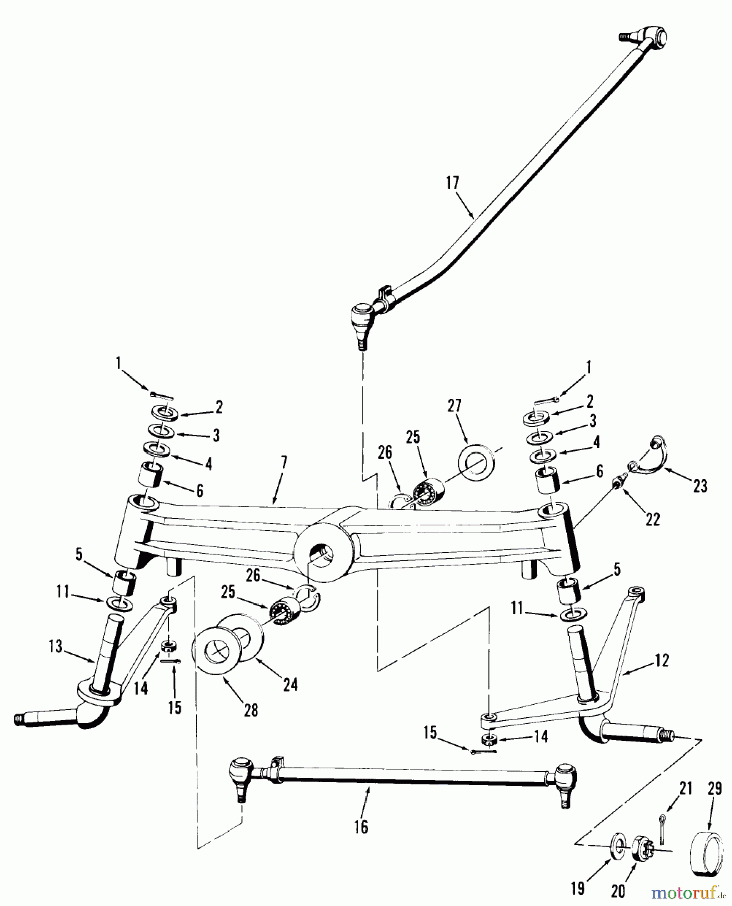  Toro Neu Mowers, Lawn & Garden Tractor Seite 2 91-20RG01 (D-250) - Toro D-250 10-Speed Tractor, 1980 FRONT AXLE, SPINDLES AND TIE RODS