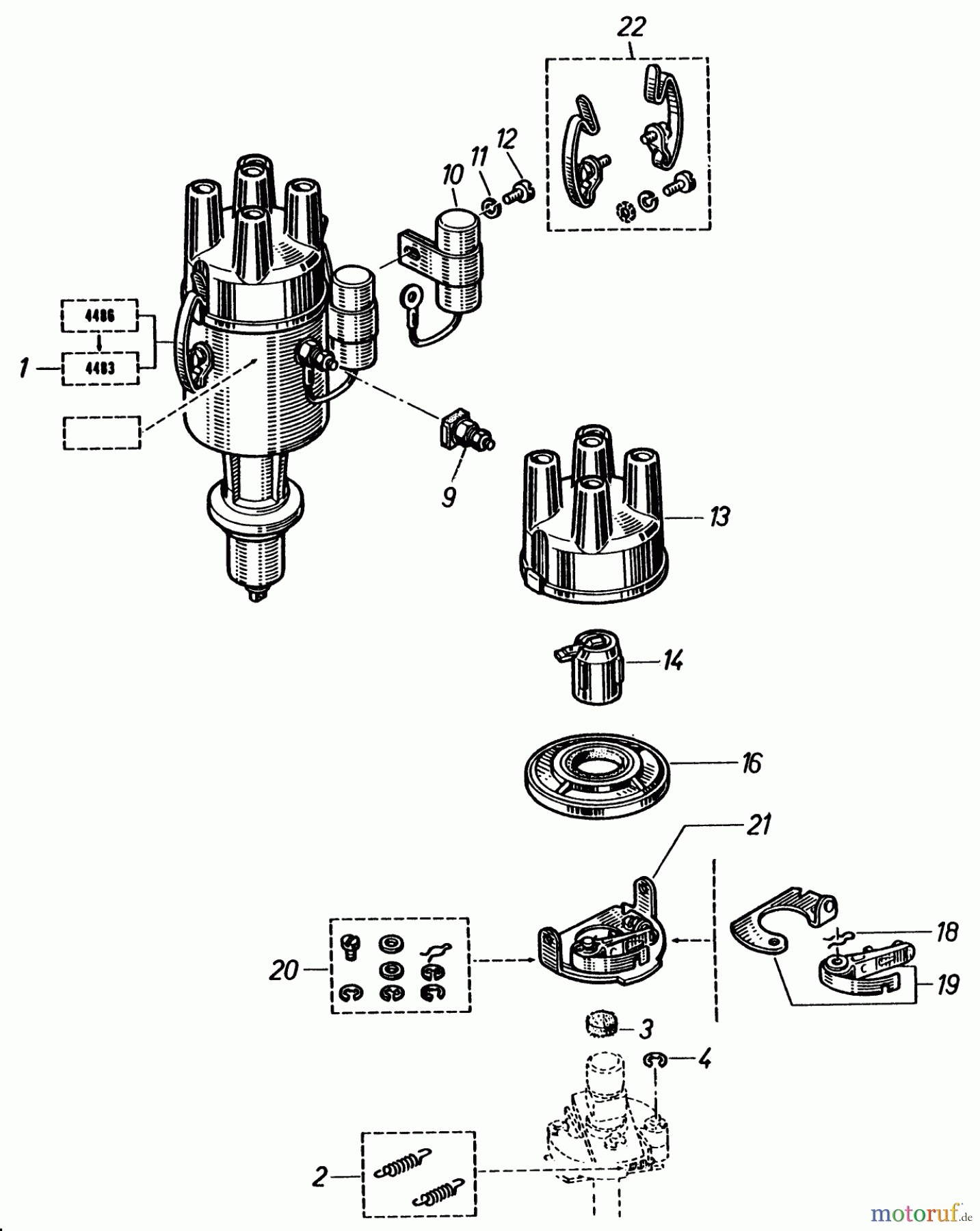 Toro Neu Mowers, Lawn & Garden Tractor Seite 2 81-20RG01 (D-250) - Toro D-250 10-Speed Tractor, 1978 IGNITION DISTRIBUTOR