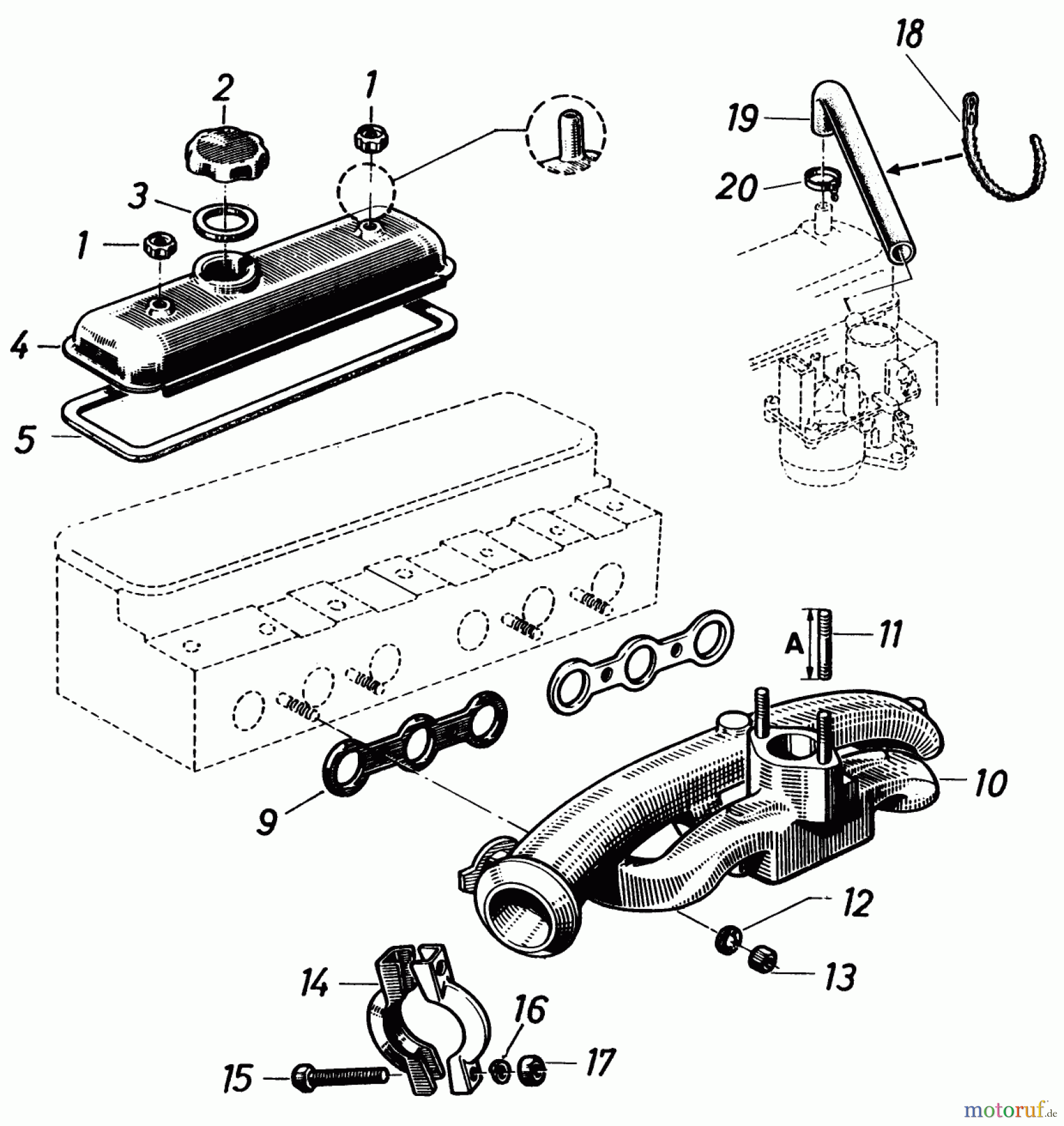  Toro Neu Mowers, Lawn & Garden Tractor Seite 2 91-20RG01 (D-250) - Toro D-250 10-Speed Tractor, 1980 VALVE COVER AND INTAKE/EXHAUST MANIFOLD