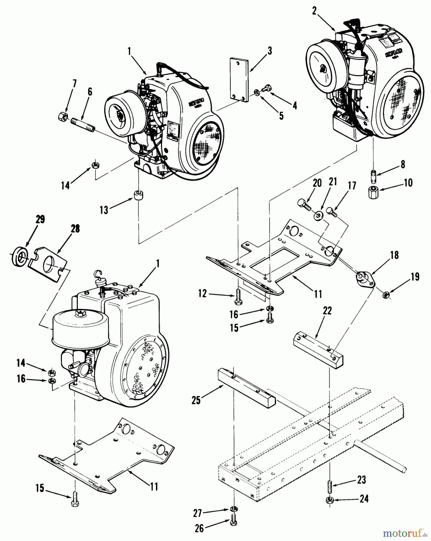 Toro Neu Mowers, Lawn & Garden Tractor Seite 2 91-12K802 (C-121) - Toro C-121 8-Speed Tractor, 1979 SINGLE CYLINDER ENGINES