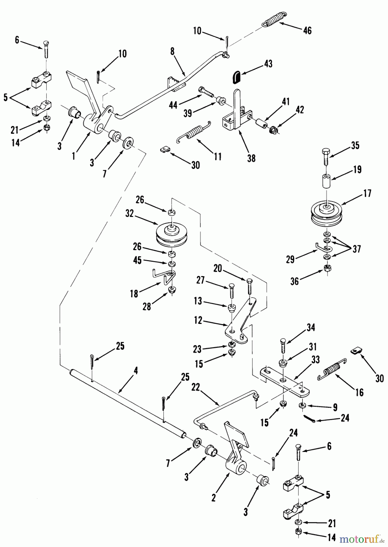 Toro Neu Mowers, Lawn & Garden Tractor Seite 2 92-11BF01 (B-111) - Toro B-111 6-Speed Tractor, 1979 BRAKE AND CLUTCH LINKAGE