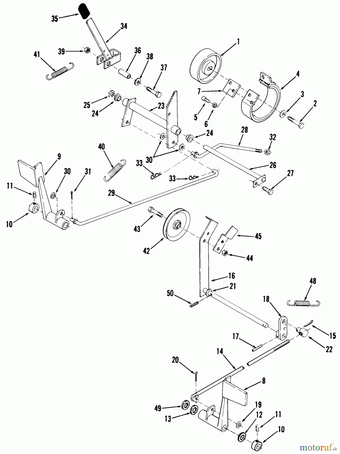 Toro Neu Mowers, Lawn & Garden Tractor Seite 2 A1-164201 (GT-1642) - Toro GT-1642 Twin 8-Speed Tractor, 1982 CLUTCH, BRAKE AND SPEED CONTROL LINKAGE #1