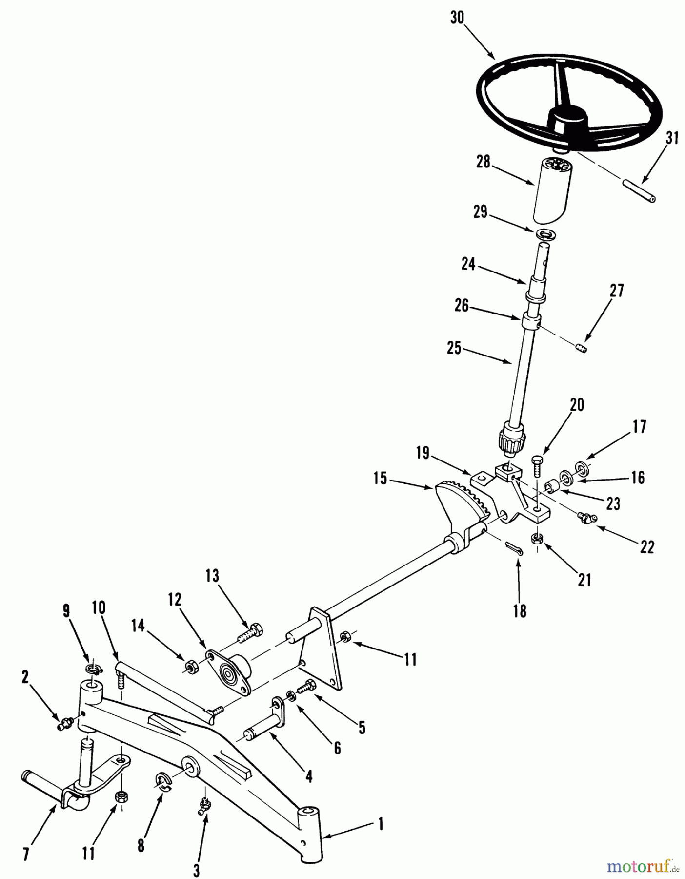 Toro Neu Mowers, Lawn & Garden Tractor Seite 2 A1-114201 (GT-1142) - Toro GT-1142 8-Speed Tractor, 1982 FRONT AXLE AND STEERING