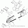 Toro A1-18BE01 (GT-1800) - GT-1800 Twin Automatic Tractor, 1984 Ersatzteile DRIVE BELT AND PULLEYS