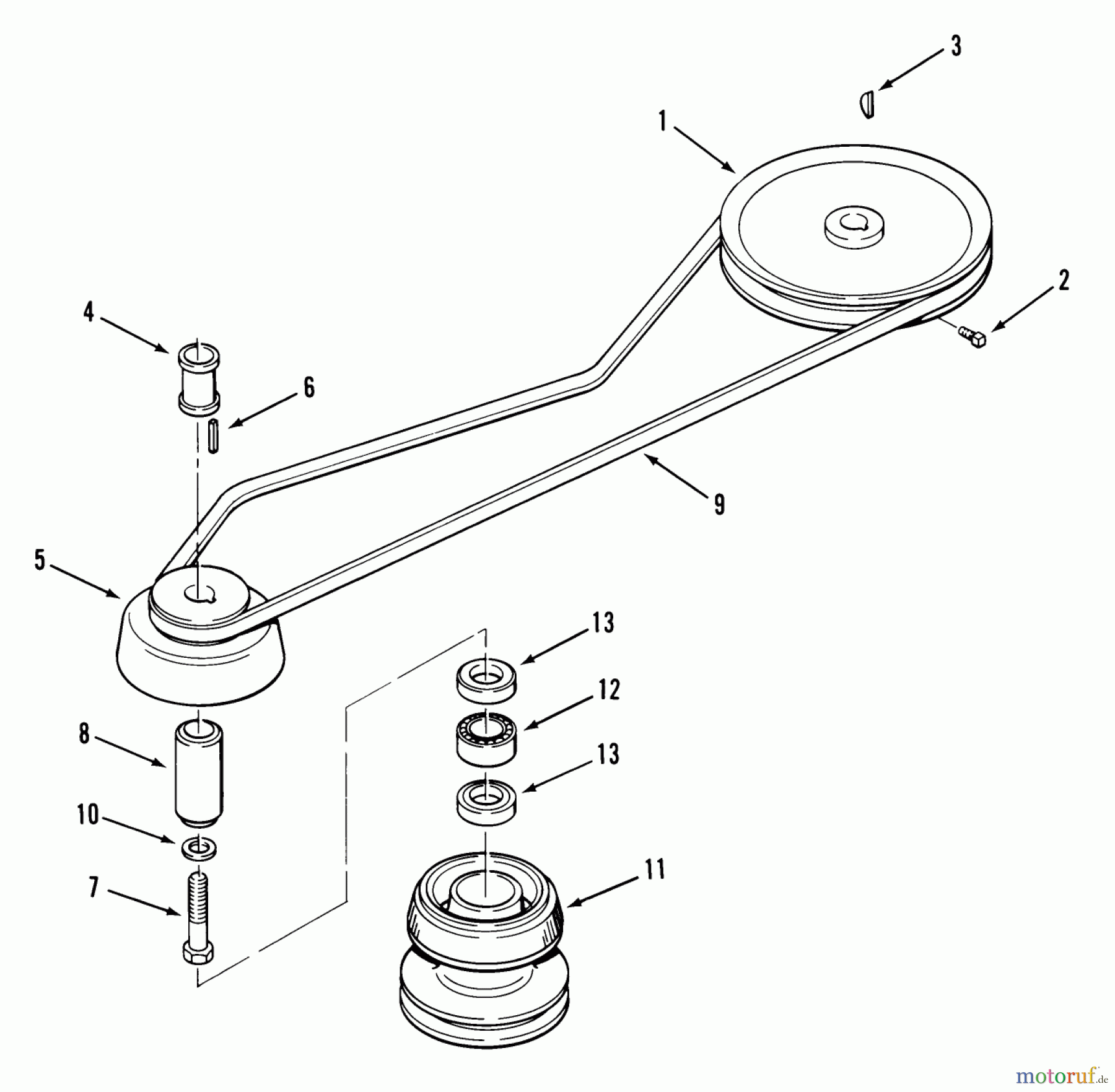 Toro Neu Mowers, Lawn & Garden Tractor Seite 2 D2-113601 (LT-1136) - Toro LT-1136 3-Speed Tractor, 1983 DRIVE BELT AND PULLEYS