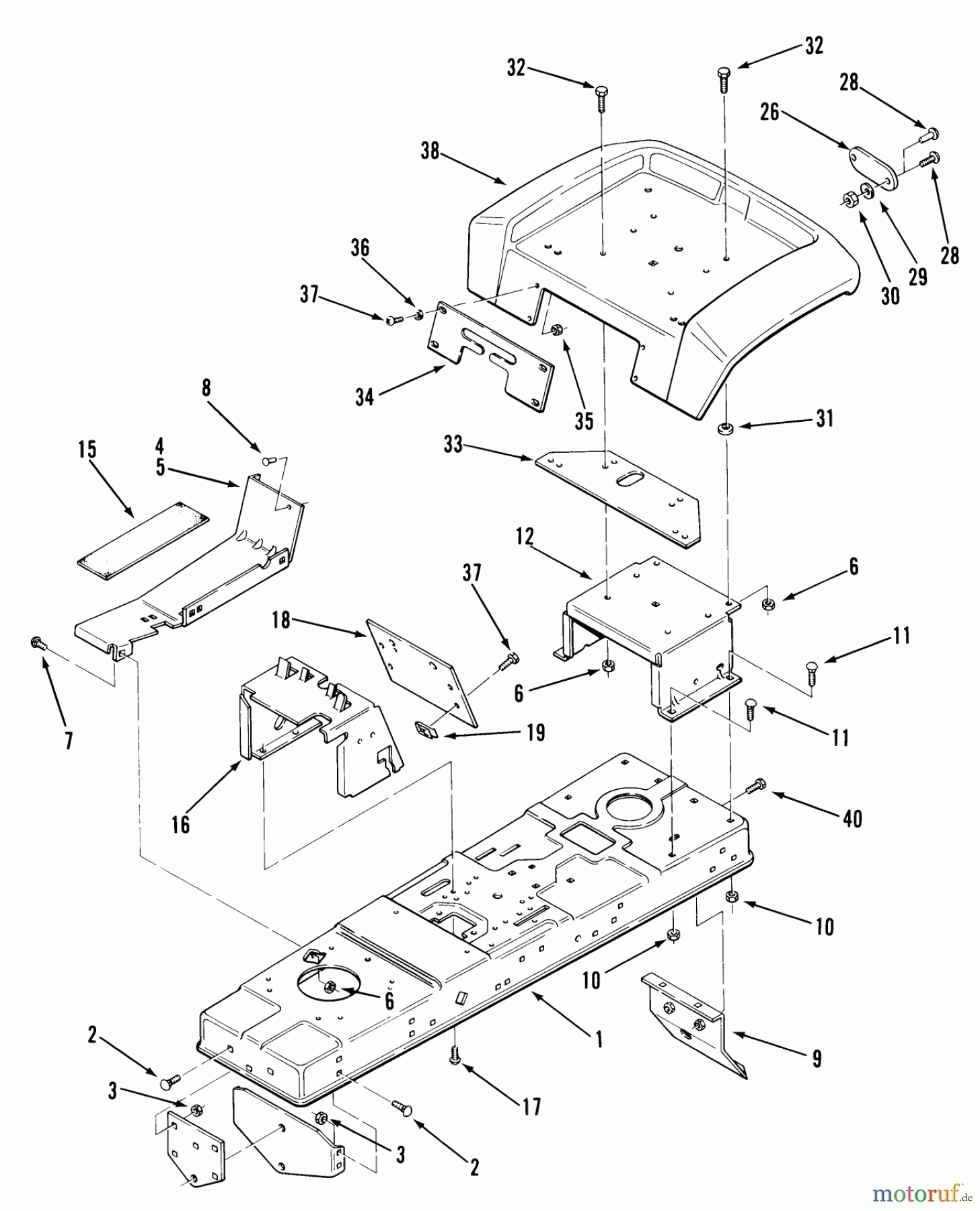 Toro Neu Mowers, Lawn & Garden Tractor Seite 2 D2-113601 (LT-1136) - Toro LT-1136 3-Speed Tractor, 1983 FRAME, SHEET METAL AND COVERS #2