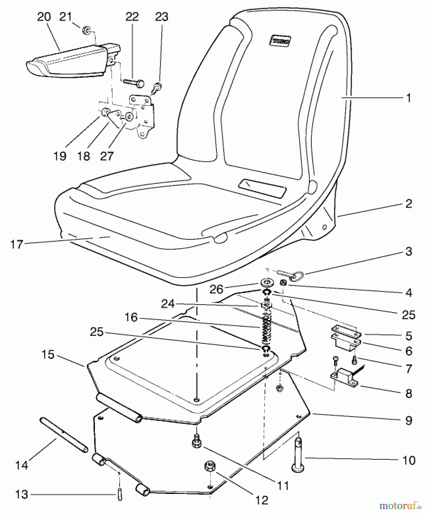 Toro Neu Mowers, Lawn & Garden Tractor Seite 2 A2-12KE02 (212-H) - Toro 212-H Tractor, 1991 (1000001-1999999) SEAT ASSEMBLY