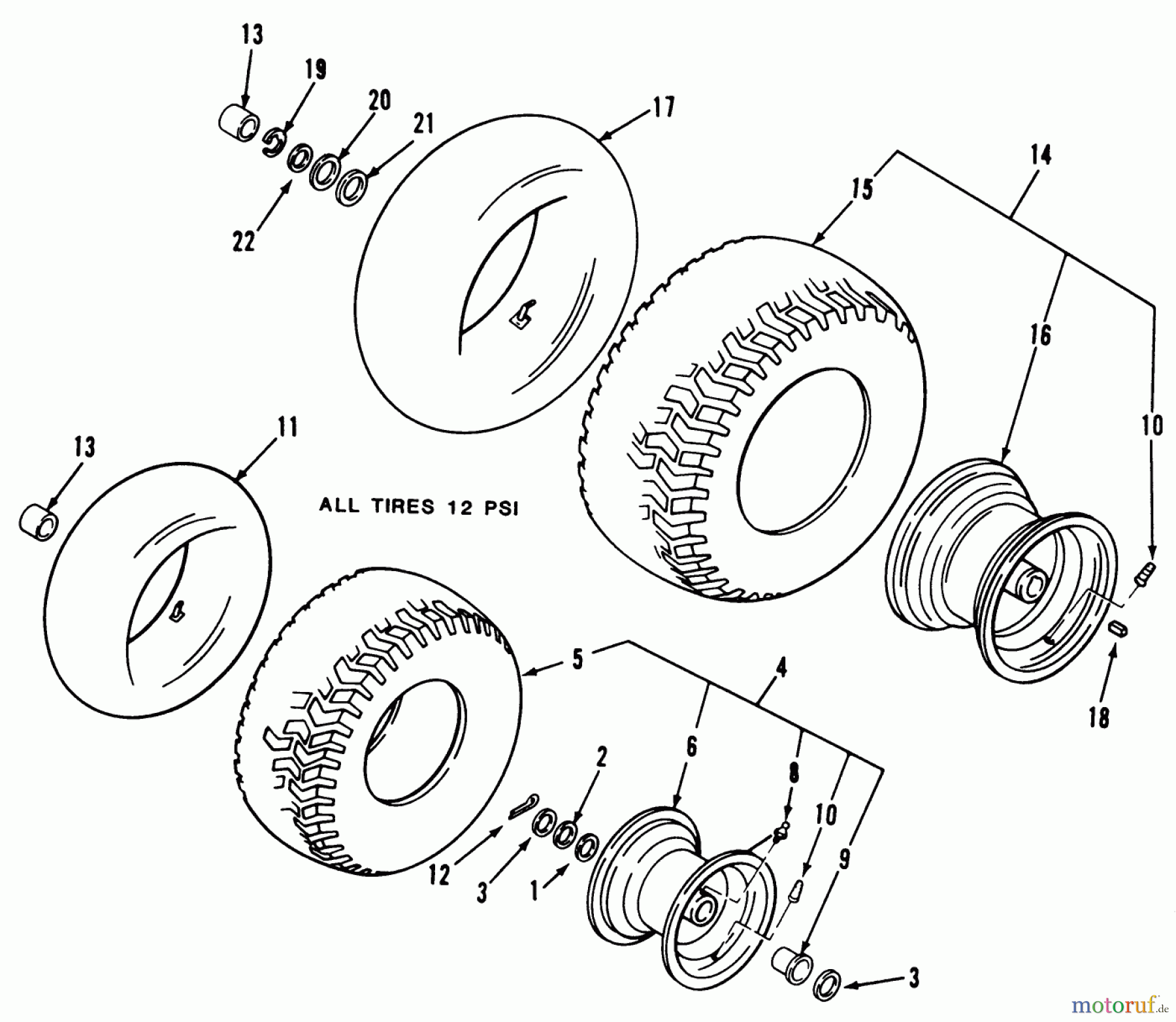 Toro Neu Mowers, Lawn & Garden Tractor Seite 2 A2-12KE02 (212-H) - Toro 212-H Tractor, 1991 (1000001-1999999) WHEEL & TIRE ASSEMBLY