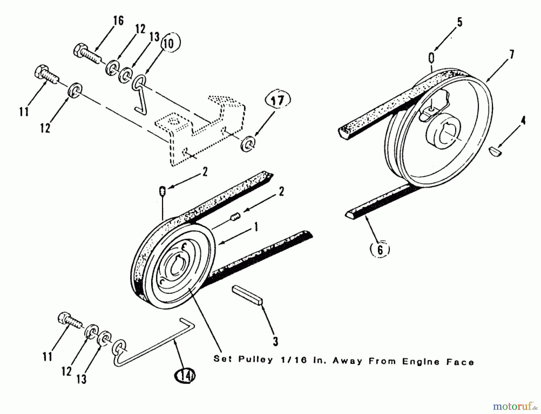 Toro Neu Mowers, Lawn & Garden Tractor Seite 2 B1-12R801 (512-D) - Toro 512-D 8-Speed Tractor, 1986 DRIVE BELT AND PULLEYS