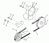 Toro E1-18OE01 (518-HE) - 518-HE Automatic Garden Tractor, 1988 Ersatzteile DRIVE BELT AND PULLEYS