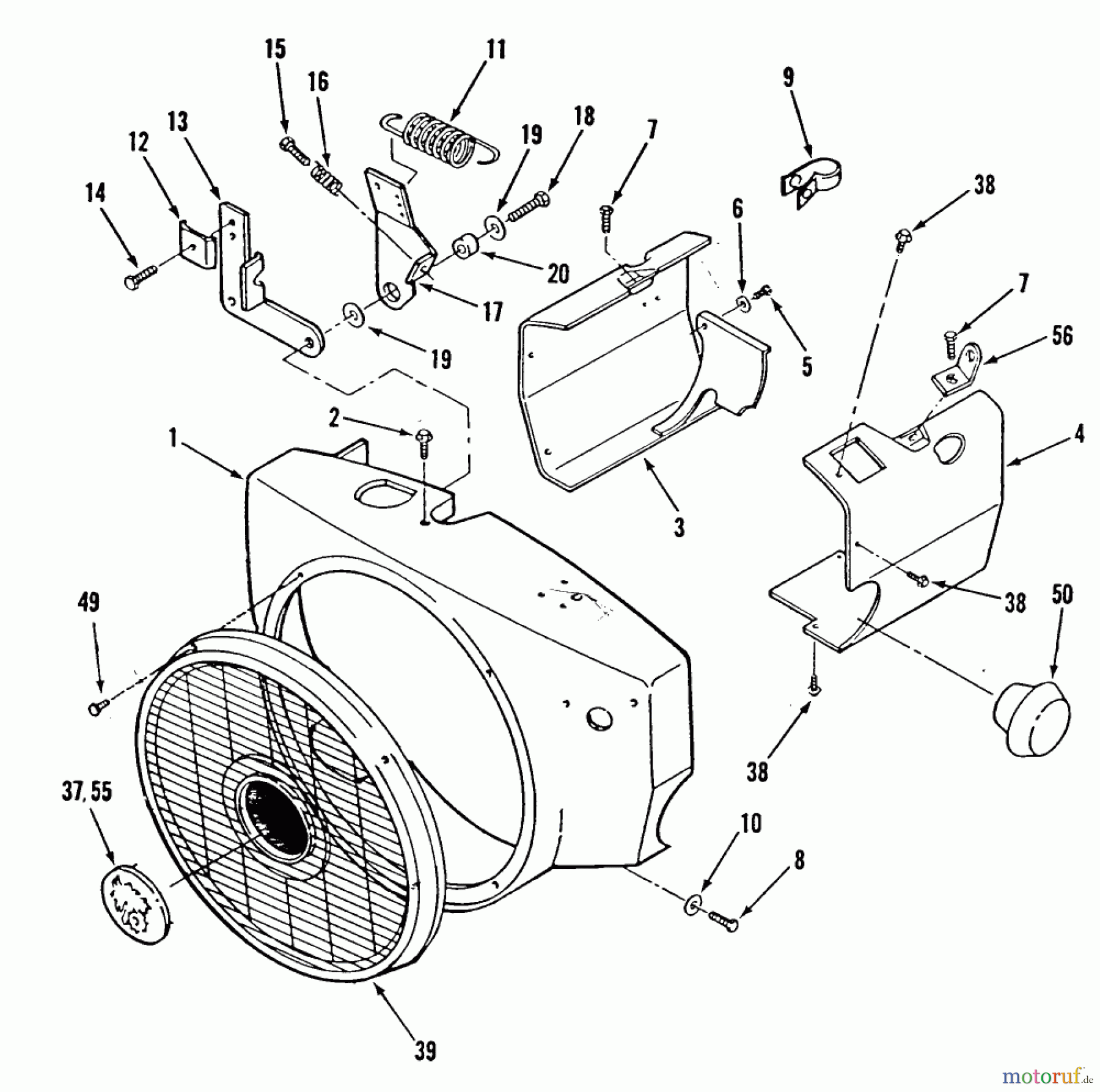 Toro Neu Mowers, Lawn & Garden Tractor Seite 2 R1-18OE01 (518-H) - Toro 518-H Garden Tractor, 1990 BLOWER HOUSING AND GOVERNOR