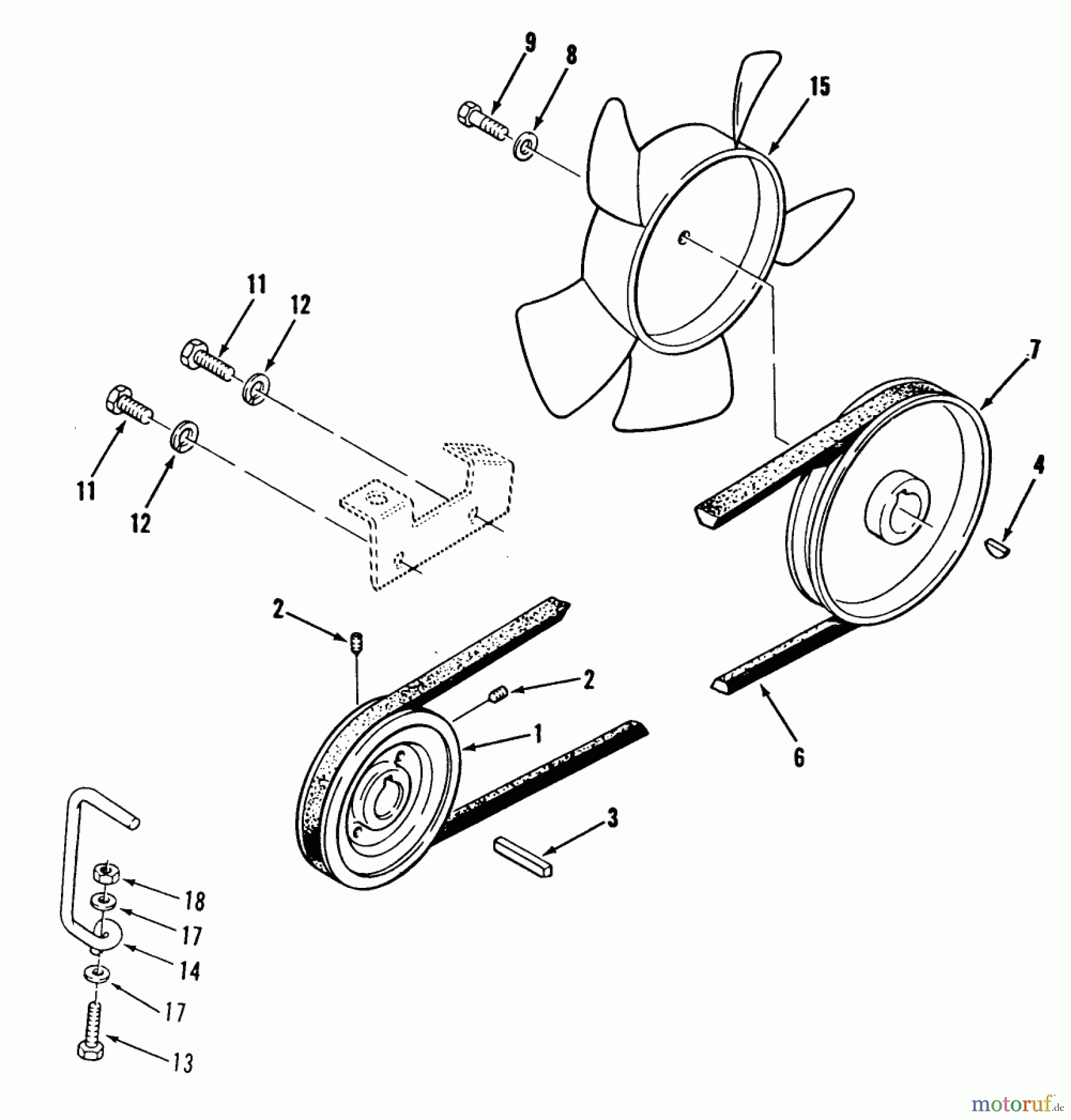 Toro Neu Mowers, Lawn & Garden Tractor Seite 2 R1-18OE01 (518-H) - Toro 518-H Garden Tractor, 1990 DRIVE BELT AND PULLEYS