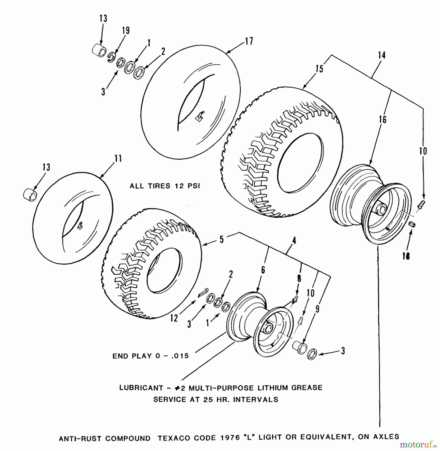Toro Neu Mowers, Lawn & Garden Tractor Seite 2 E2-09K401 (210-4) - Toro 210-4 Tractor, 1988 WHEELS AND TIRES