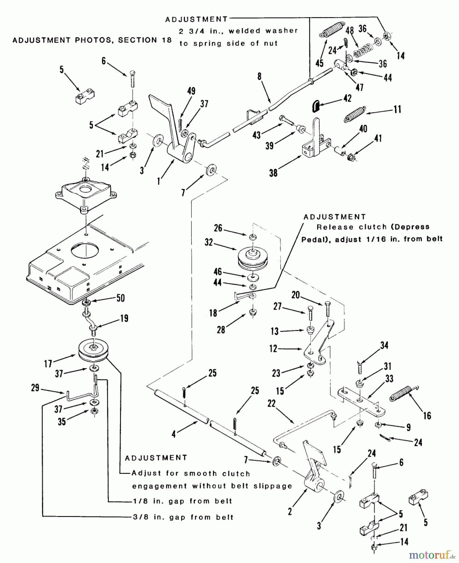 Toro Neu Mowers, Lawn & Garden Tractor Seite 2 F2-09K401 (220-4) - Toro 220-4 Tractor, 1988 BRAKE AND CLUTCH LINKAGE