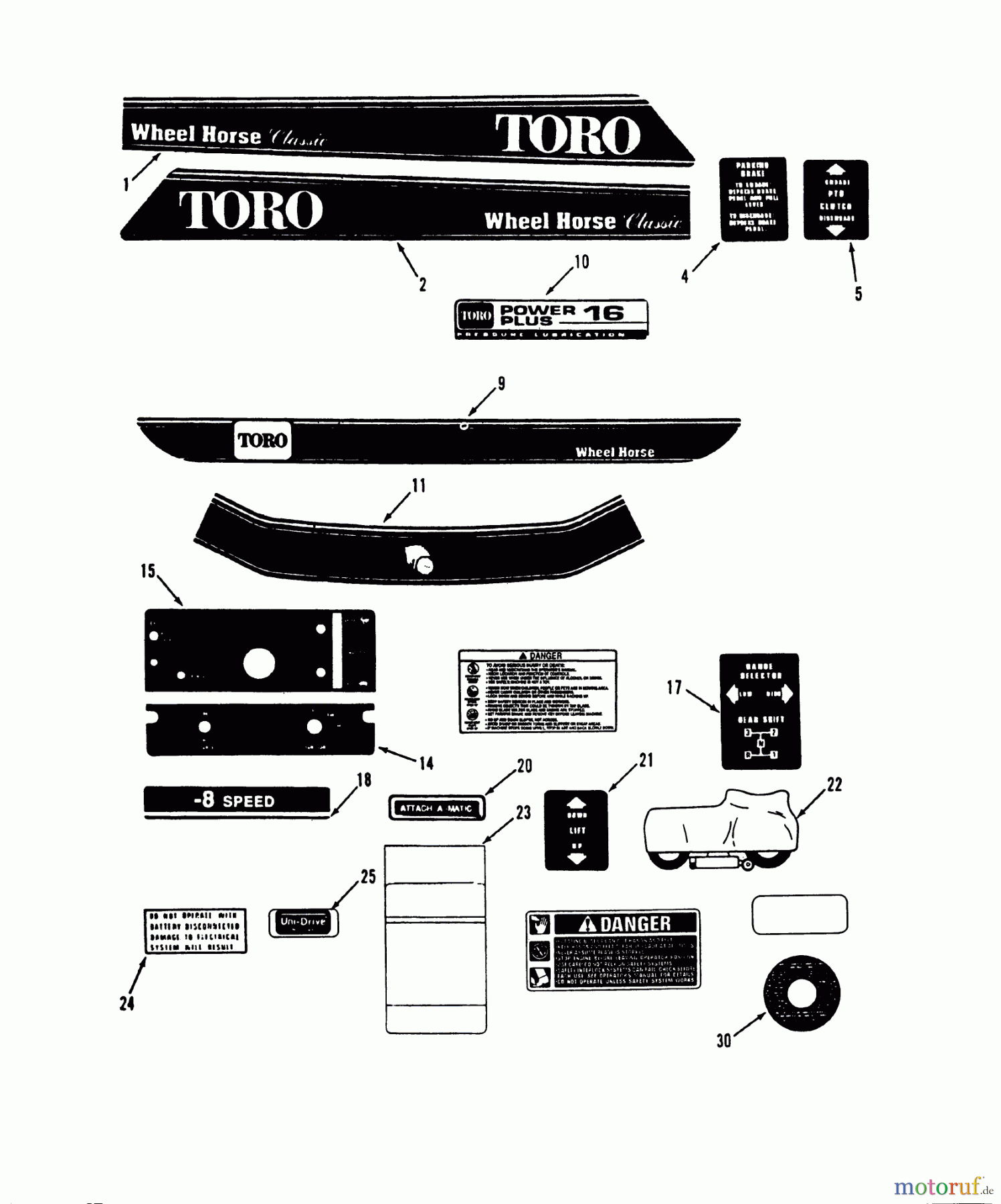  Toro Neu Mowers, Lawn & Garden Tractor Seite 2 R1-16O804 (316-8) - Toro 316-8 Garden Tractor, 1992 (2000001-2999999) DECALS