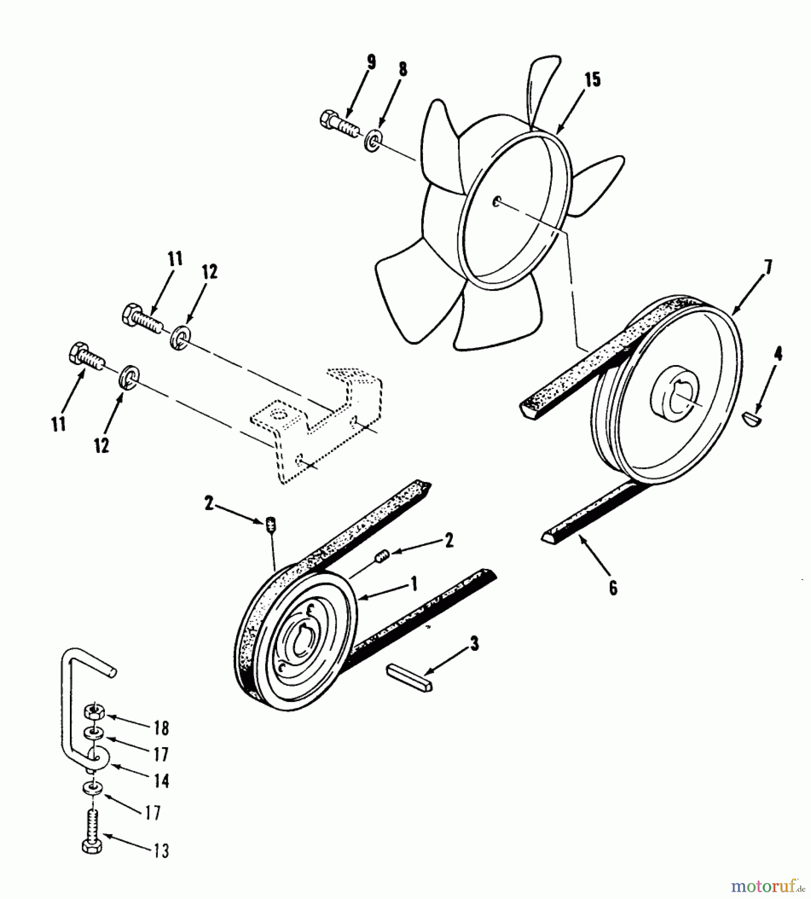 Toro Neu Mowers, Lawn & Garden Tractor Seite 2 R1-18OE02 (518-H) - Toro 518-H Garden Tractor, 1990 DRIVE BELT AND PULLEYS